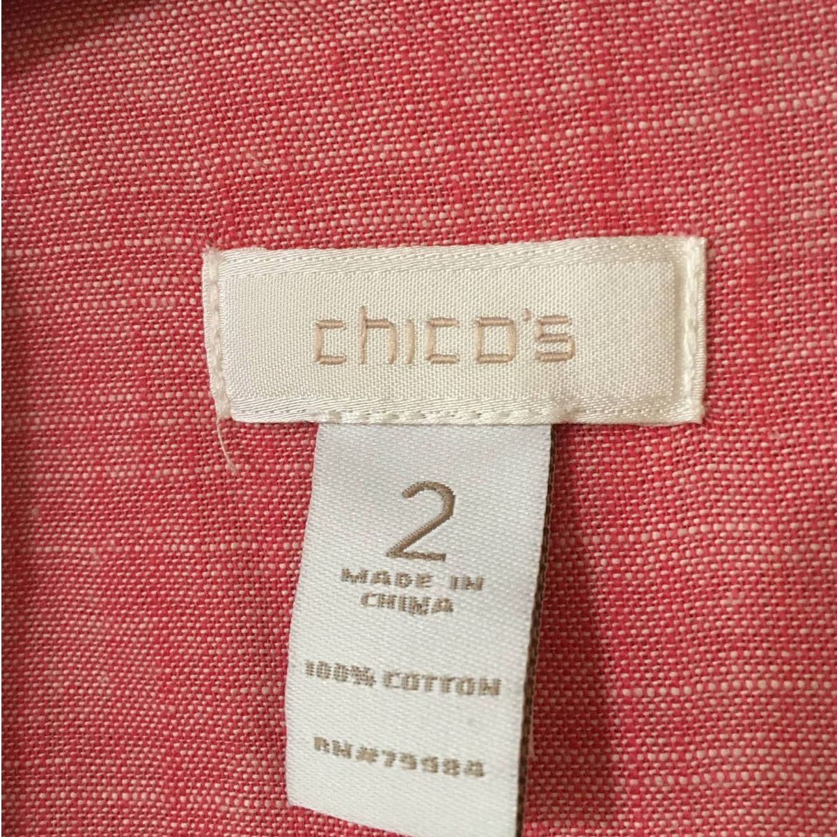 Chicos Chico's Size 2 (L) Cotton Pink Long Sleeve V-neck Jacket Size L / US 10 / IT 46 - 2 Thumbnail