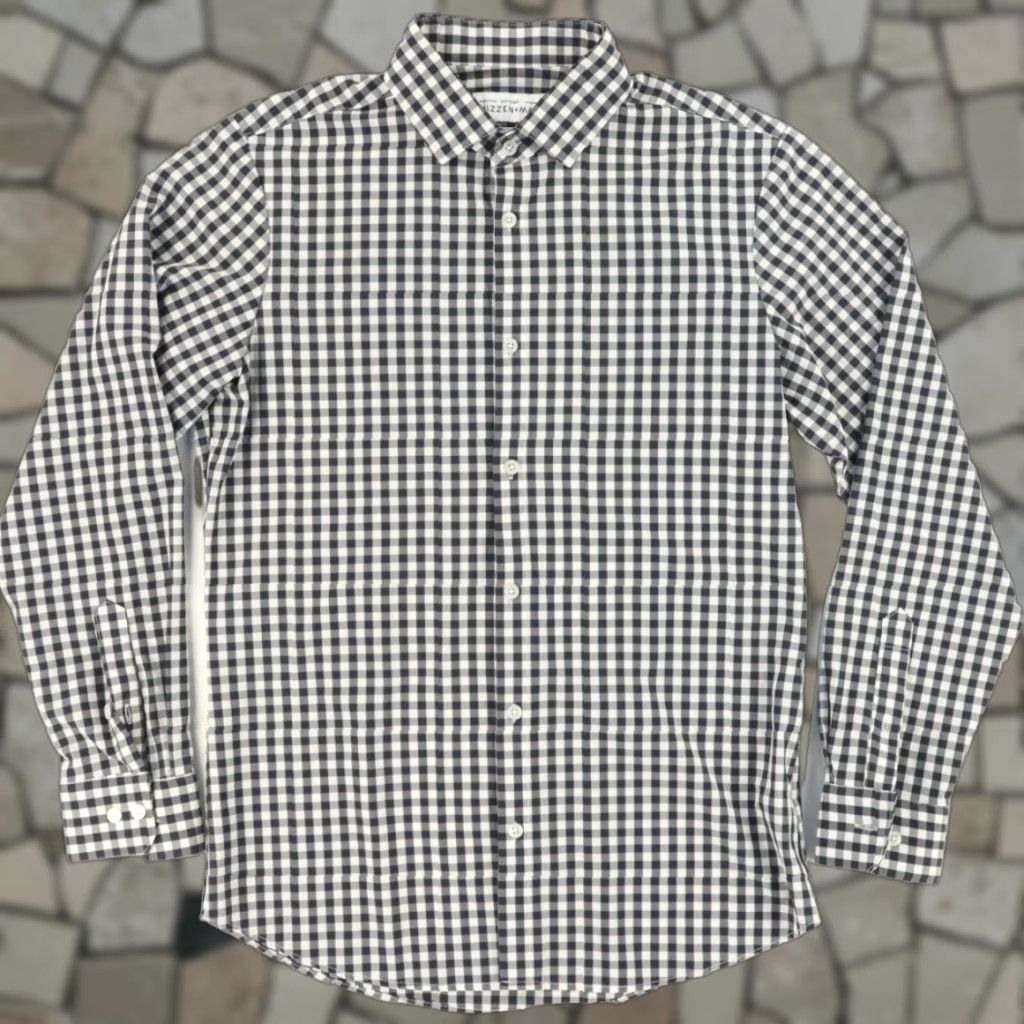 Mizzen+Main Mizzen + Main Leeward Trim Black Men's M Shirt Button Up Check Long Sleeve Slim Fit Size US M / EU 48-50 / 2 - 1 Thumbnail