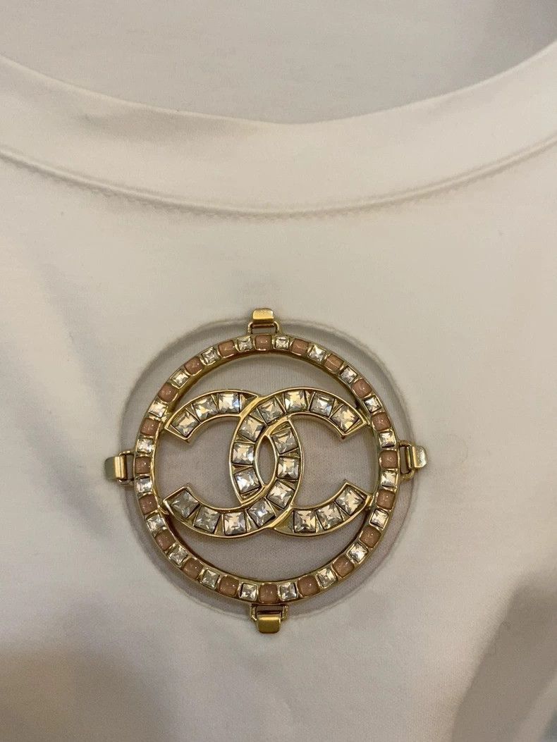Chanel Classic White TShirt with Rhinestone Detail -2505 Size US M / EU 48-50 / 2 - 2 Thumbnail