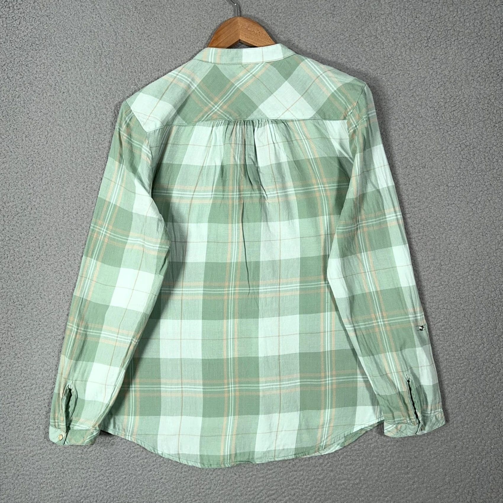 Vintage Tasha Polizzi Collection Pearl Snap Top Womens L Green Plaid Roll Tab Sleeve Western Shirt Size L / US 10 / IT 46 - 3 Thumbnail