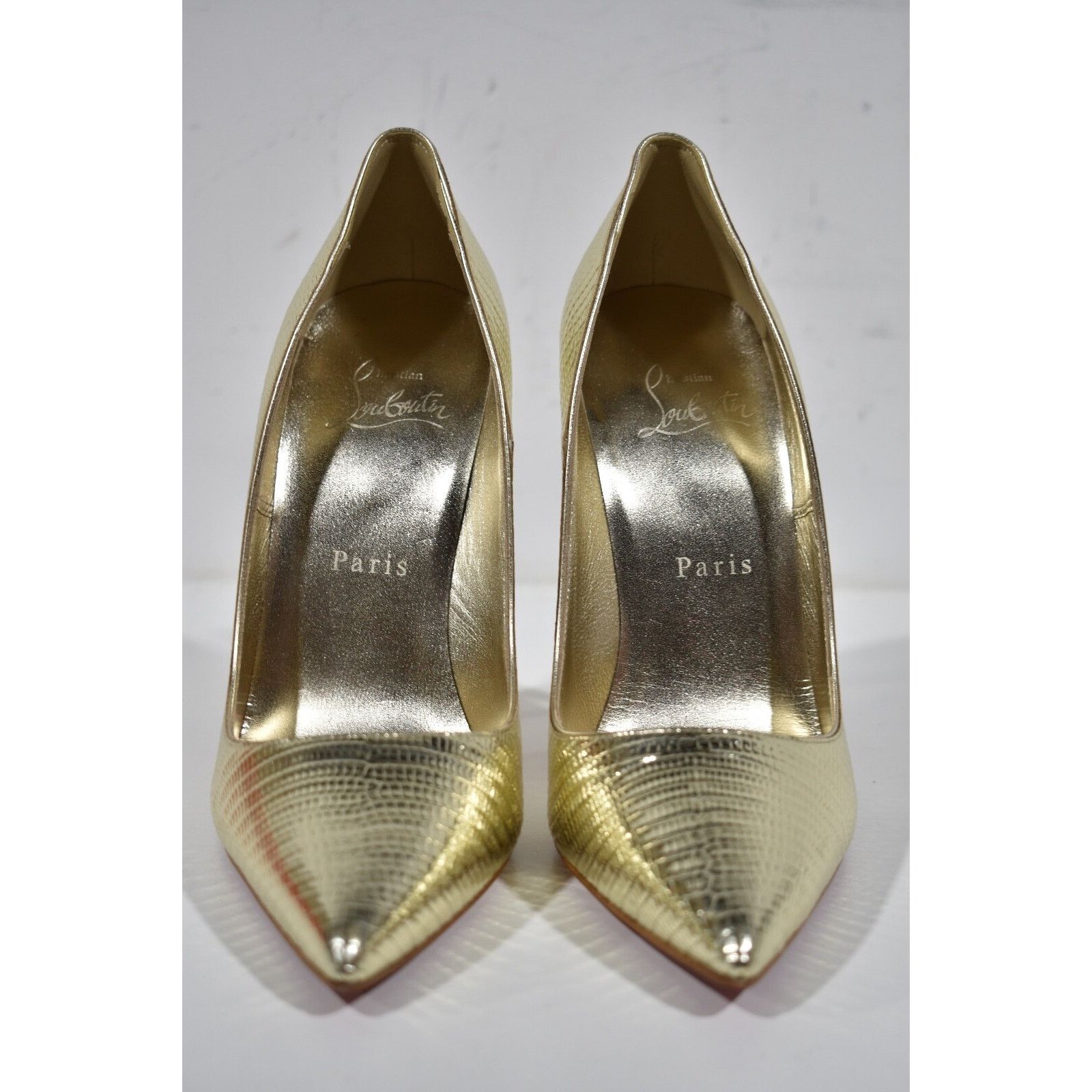 Christian Louboutin So Kate 120 Gold Lizard Lizzy Pointy Stiletto Heel Pump 37.5 Size US 7.5 / IT 37.5 - 5 Thumbnail