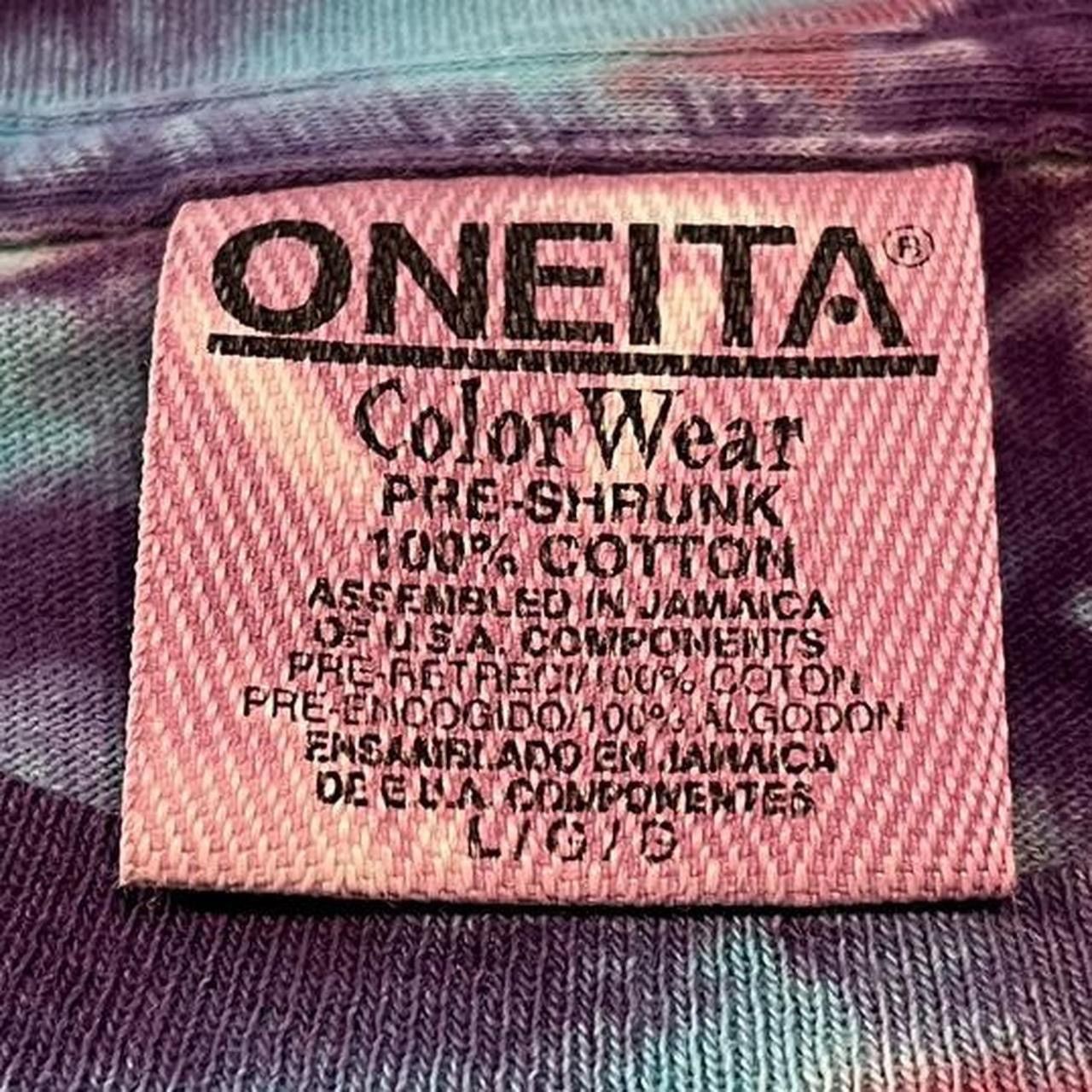 Vintage Vintage 90s Oneita Long Sleeve Fractal Tie Dye Blank Tshirt Size US L / EU 52-54 / 3 - 6 Thumbnail