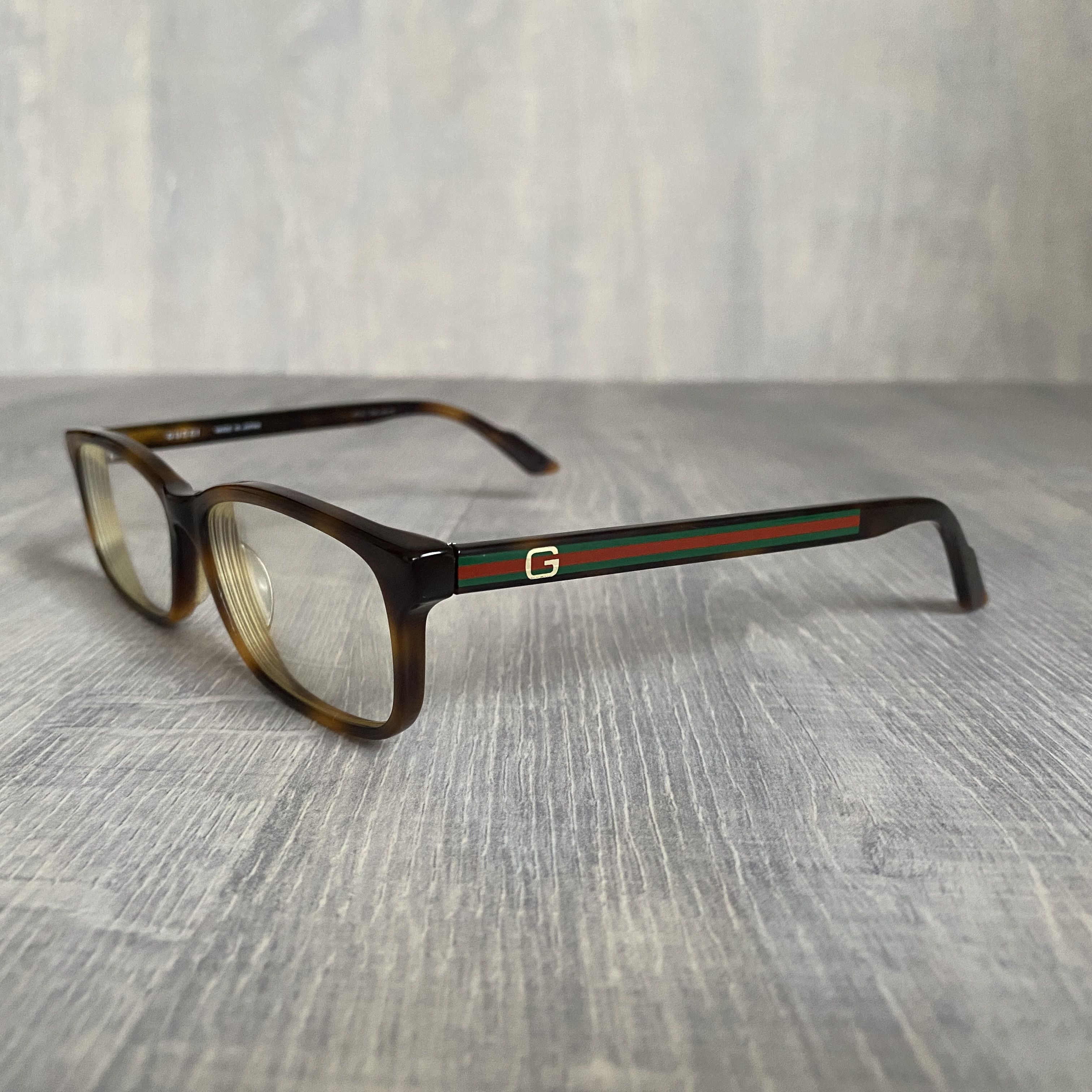 image of Gucci Glasses Tortoiseshell Sherry Line Brown Clear Lenses in Tortoise Shell, Men's