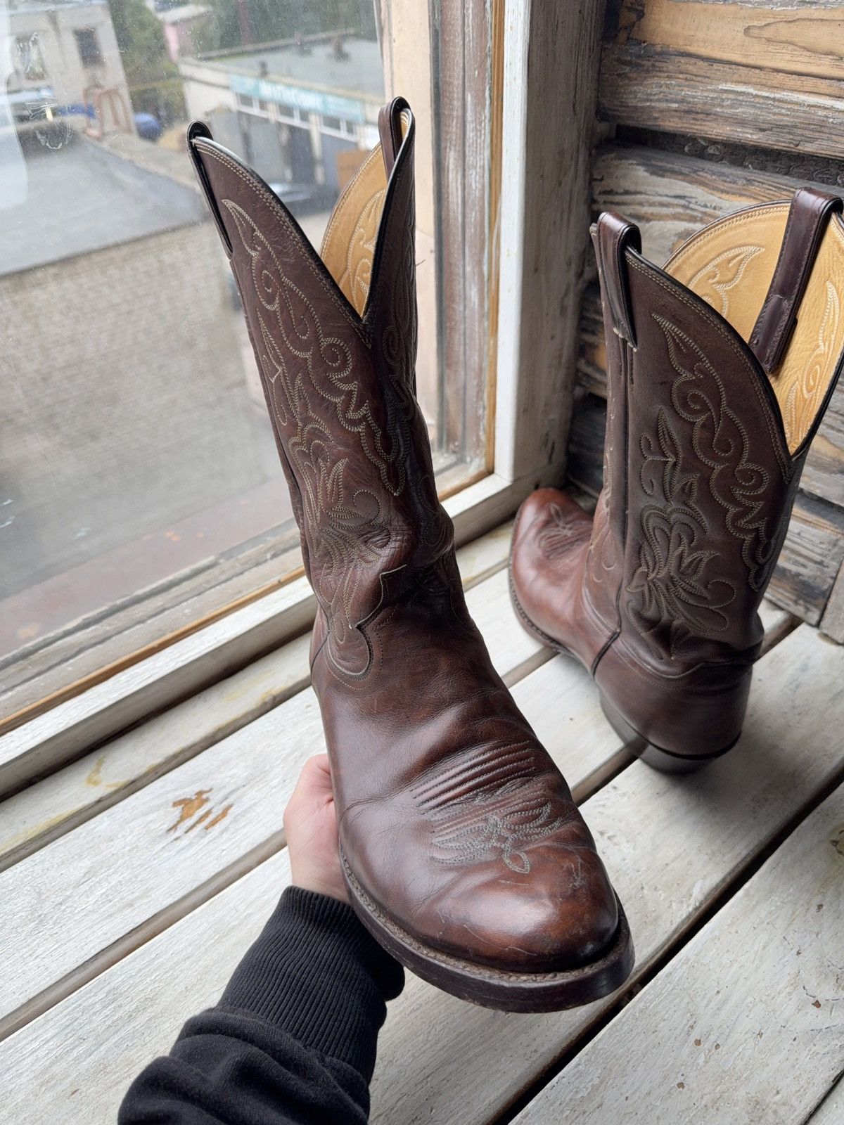 Justin Boots Justin Boots 1652 Brown Leather Western Cowboy Boots USA Size US 12 / EU 45 - 2 Thumbnail