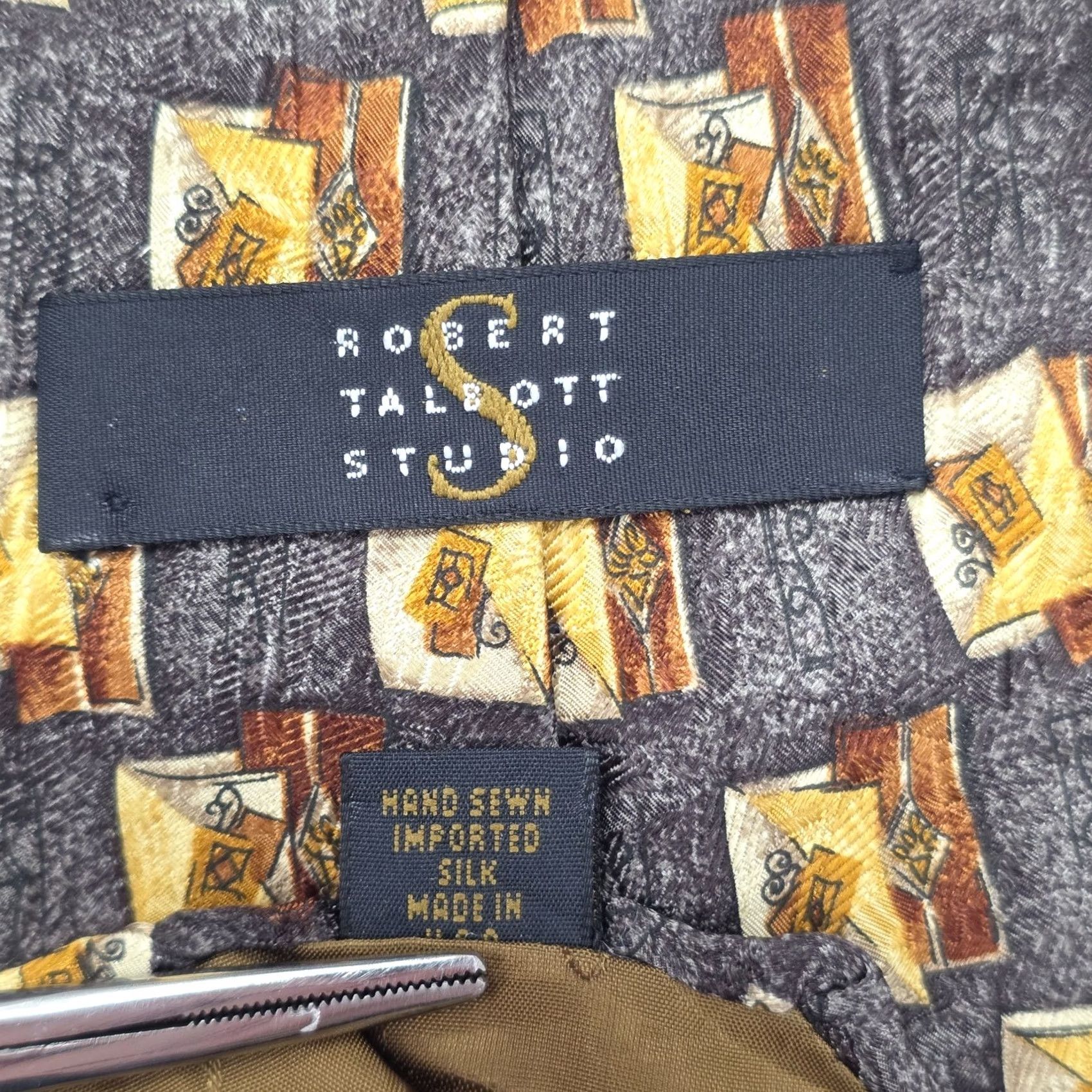 Robert Talbott Robert Talbott Studio Silk Necktie Mens Gray Geometric USA Stylish Artsy Tie 58" Silk Woven Classic Narrow Width 4" Pre-Owned Mens Tie Size ONE SIZE - 6 Thumbnail