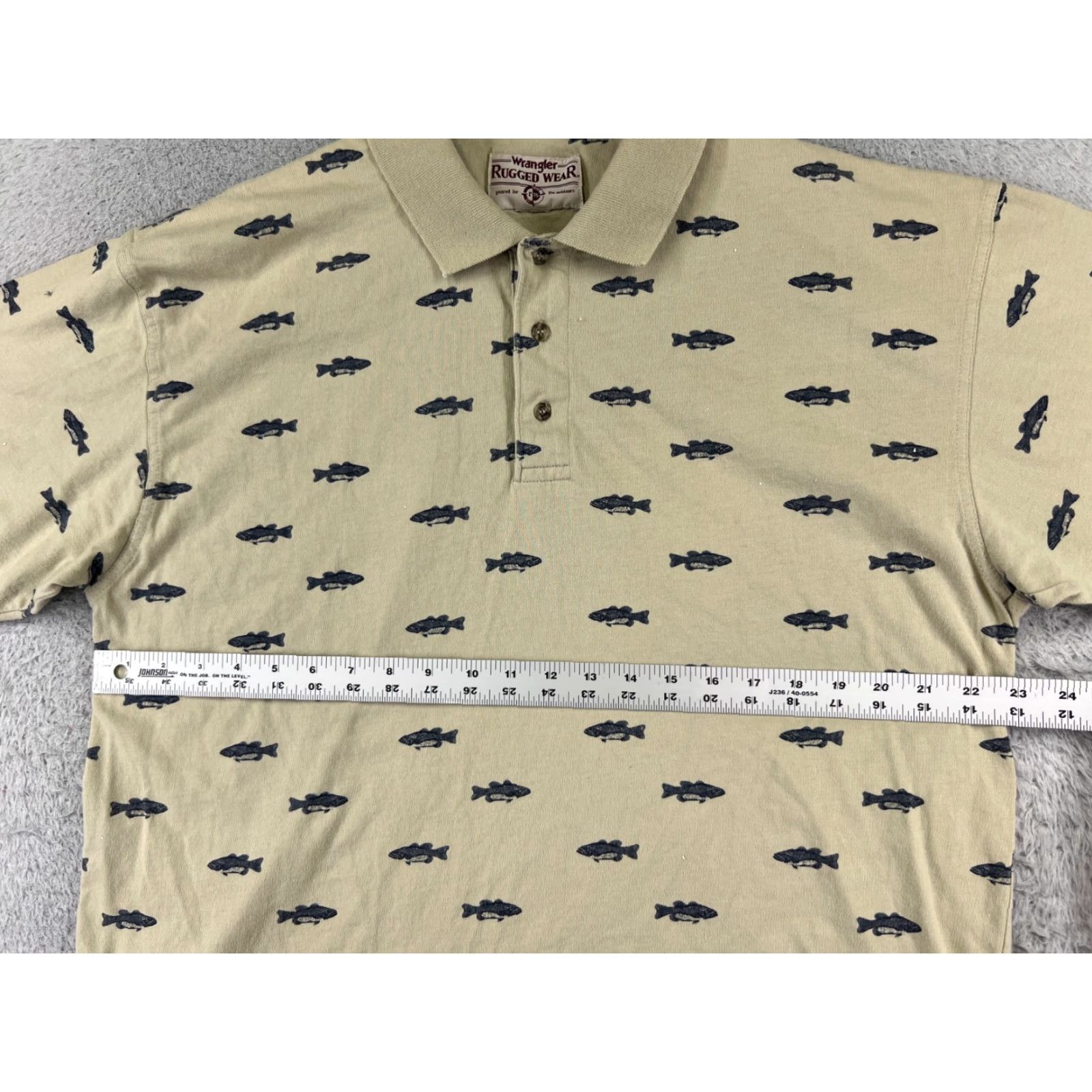 Wrangler VINTAGE Wrangler Polo Shirt Mens Large Beige 100% Cotton Slim Fit Short Sleeve with Logo Embroidered Size US L / EU 52-54 / 3 - 7 Thumbnail