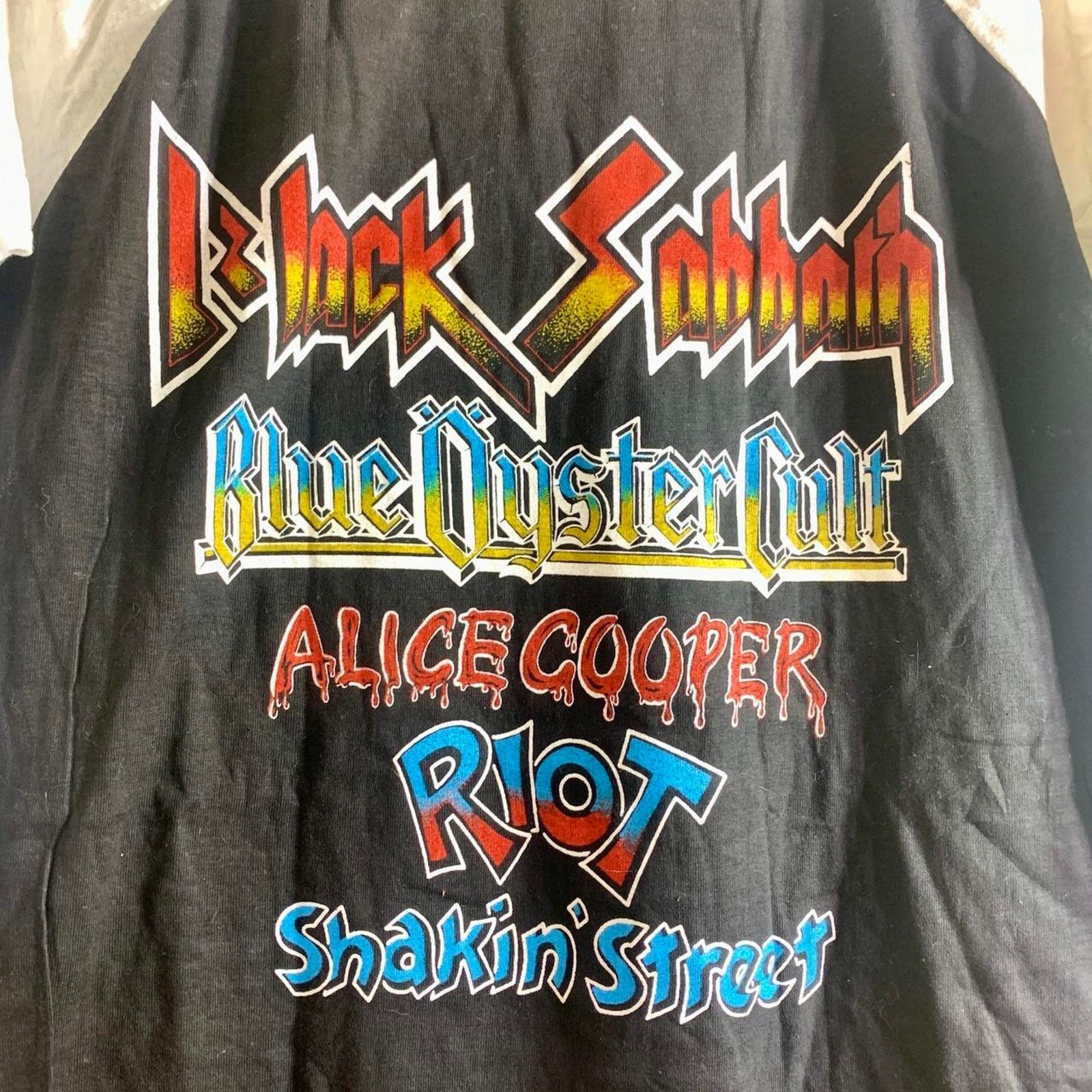 vintage 1980 ALICE COOPER BLACK SABBATH 3/4 sleeve tee shirt