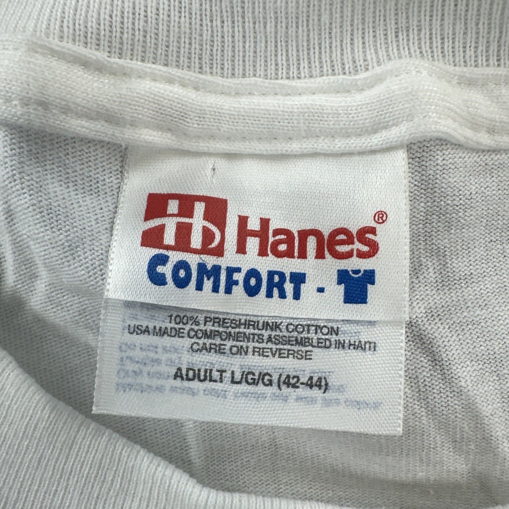 Hanes VINTAGE Hanes Comfort-T Mens L White T Shirt 90s African Animal Graphic Print Size US L / EU 52-54 / 3 - 7 Thumbnail