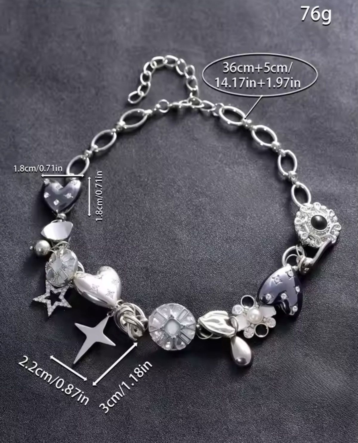 Jewelry Heart, Star, Flower Charms and Rhinestones Size ONE SIZE - 6 Thumbnail