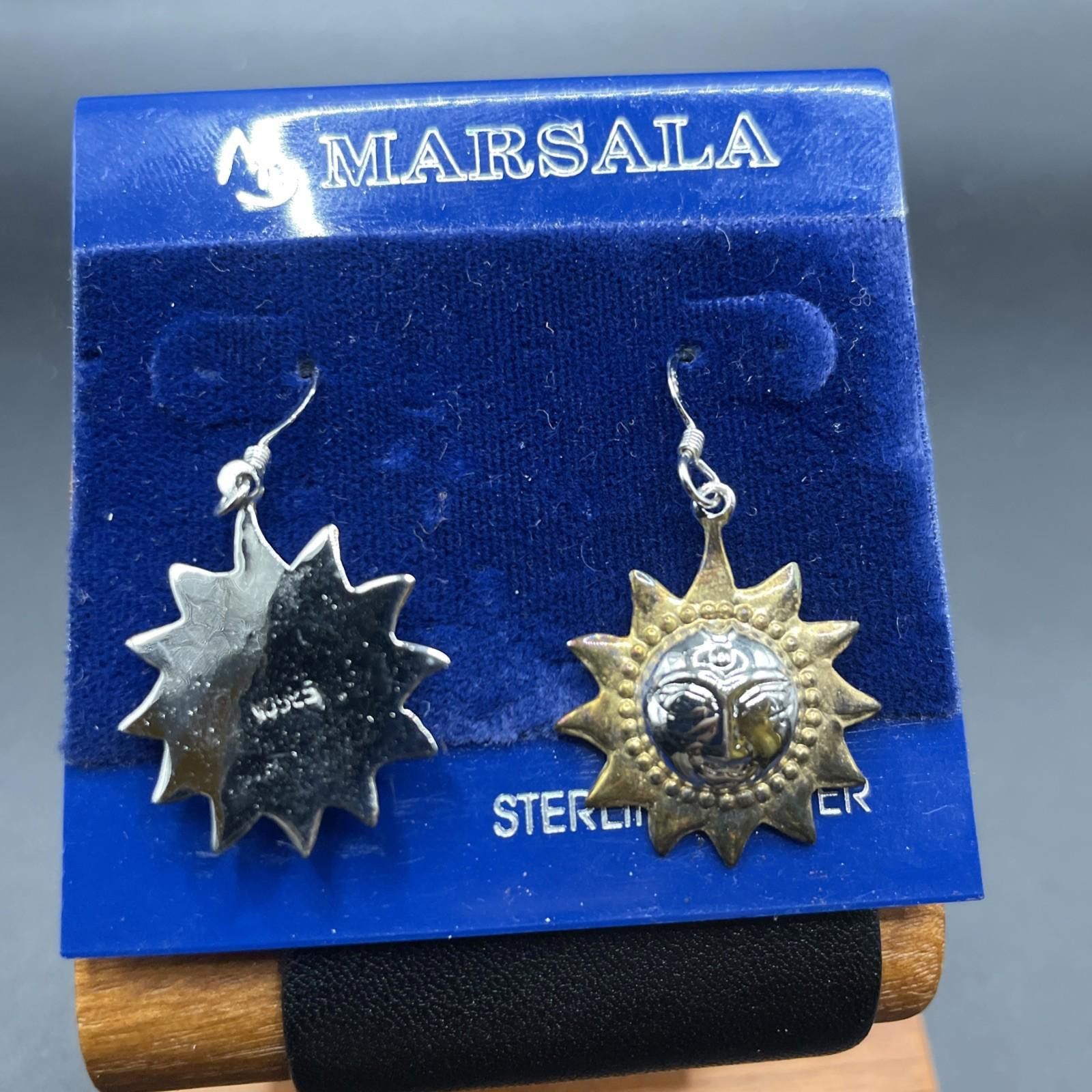 Designer Vintage 925 Marsala Sun Themed Dangle Earrings Size ONE SIZE - 3 Thumbnail