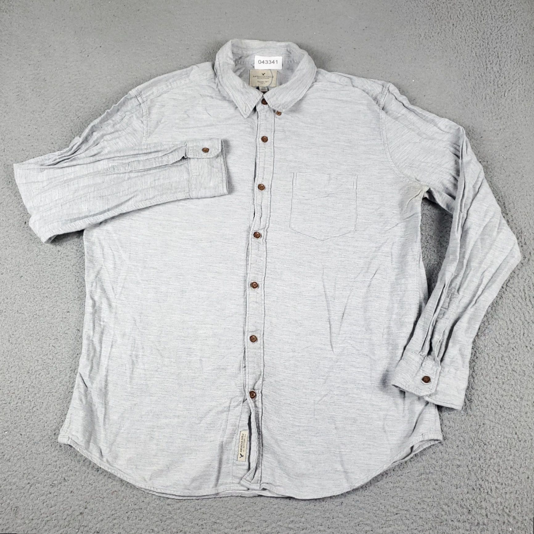 American Eagle Outfitters American Eagle Outfitters Button-Up Shirt Mens XL Gray Casual Long Sleeve Size US XL / EU 56 / 4 - 2 Thumbnail