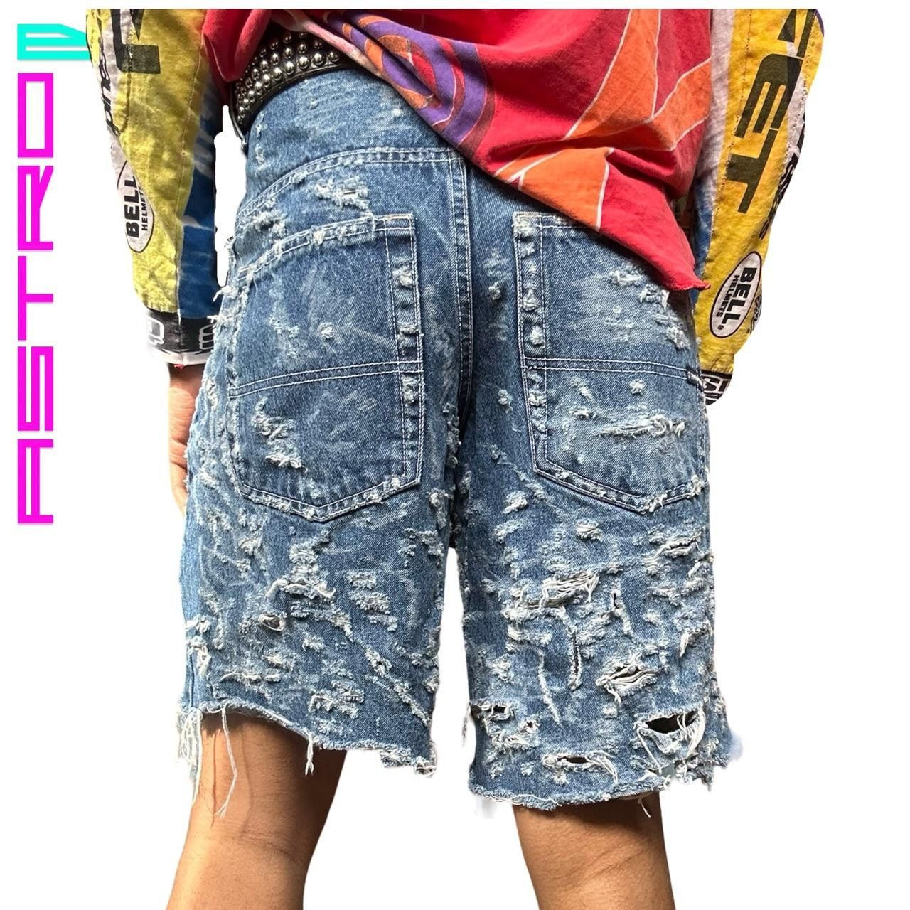 Southpole ASTROBOI* CUSTOM SOUTHPOLE RIPPED DENIM SHORTS Size US 30 / EU 46 - 5 Thumbnail