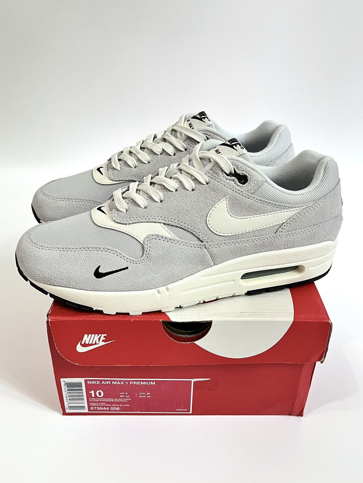 Nike Nike Air Max 1 87 Mini Swoosh “Pure Platinum” Size US 10 / EU 43 - 13 Thumbnail