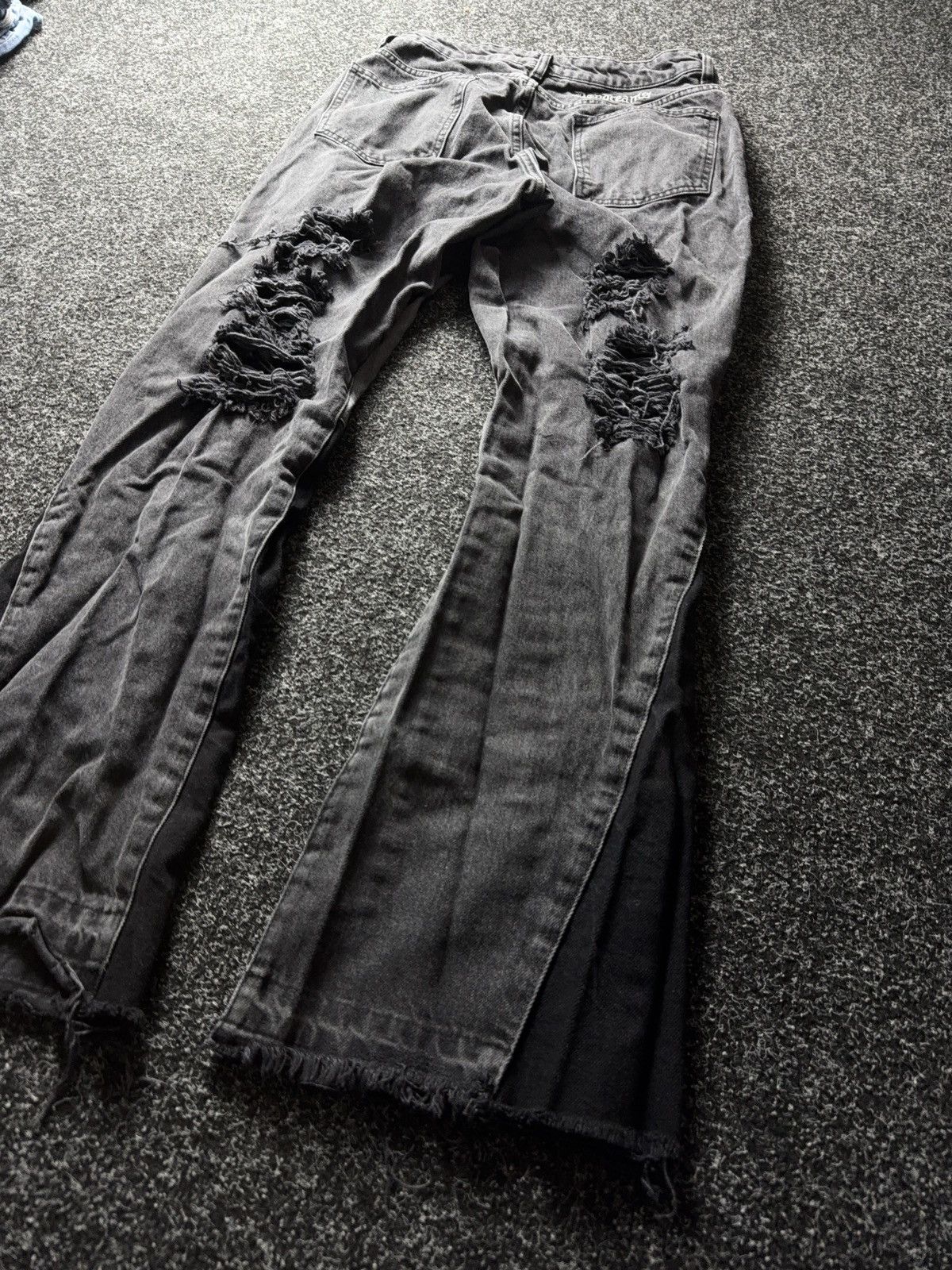 Japanese Brand Japanese Avant-Garde 00s Distressed Panel Jeans Wide Leg Y2K Size US 31 - 13 Thumbnail