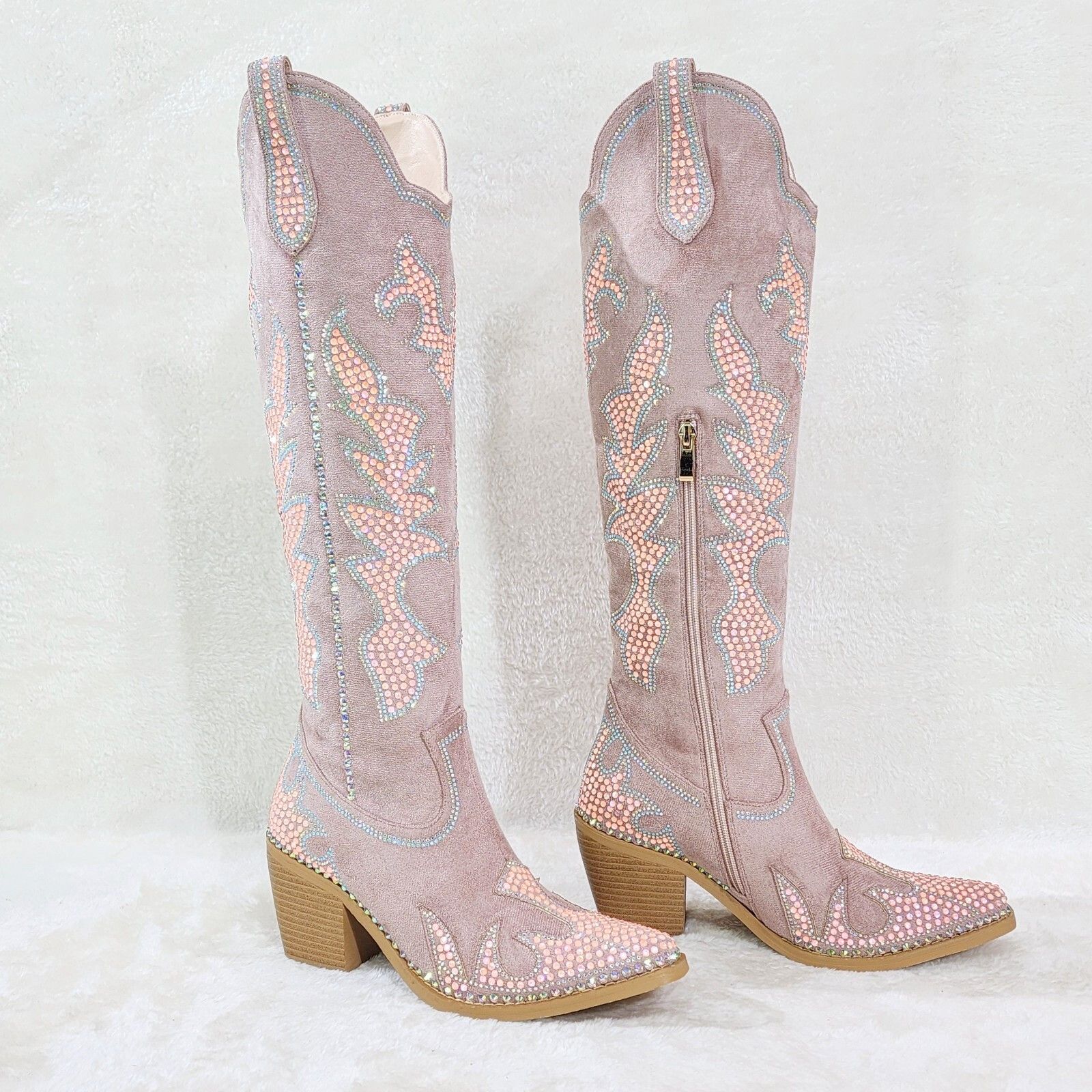 Other Sparks Country Western Cowgirl Knee Boots Dazzleing Iridesce Size US 10 / IT 40 - 6 Thumbnail