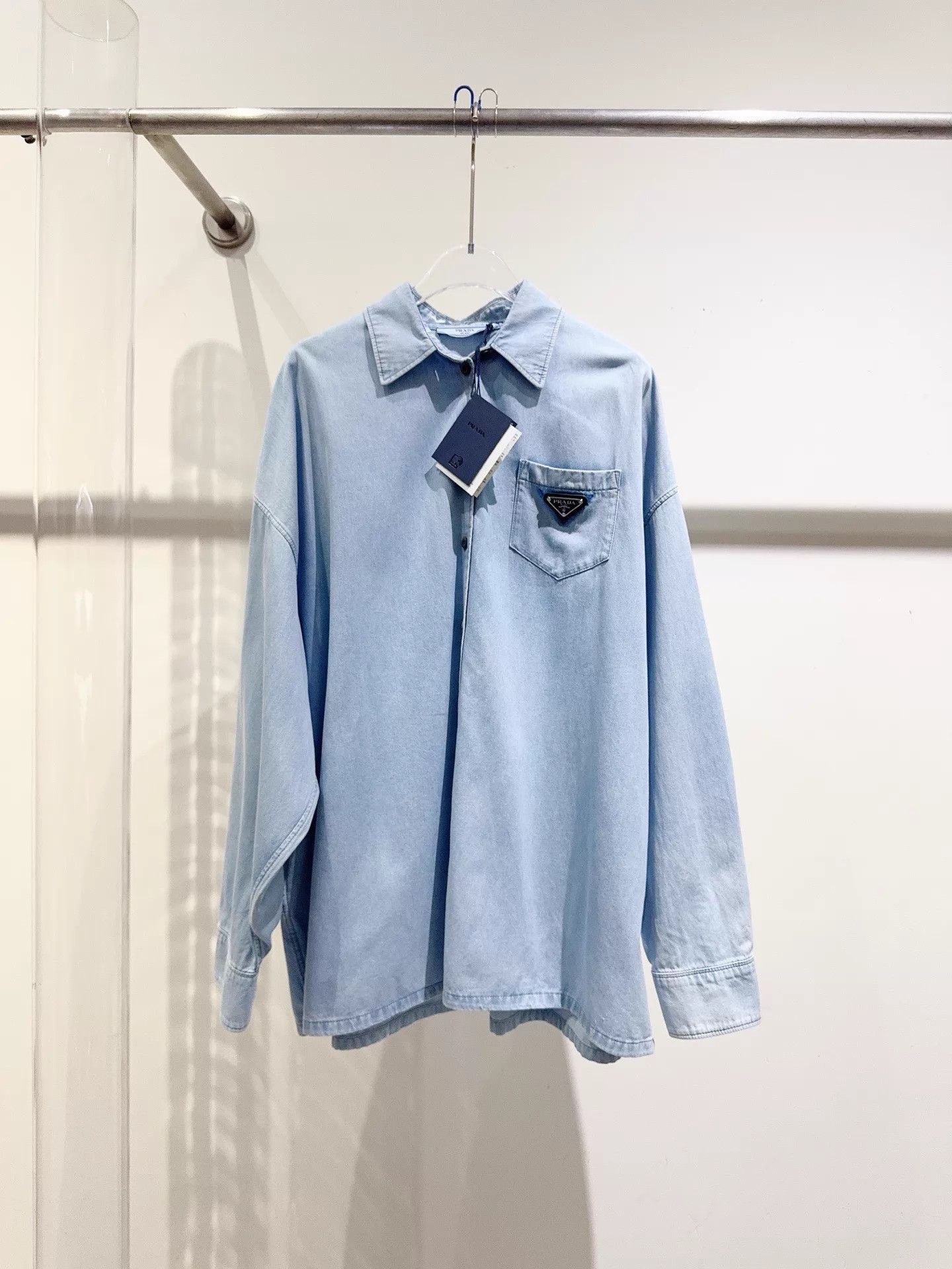 Prada Prada New 40 Vintage Wash Soft Denim Shirt Size S / US 4 / IT 40 - 1 Thumbnail