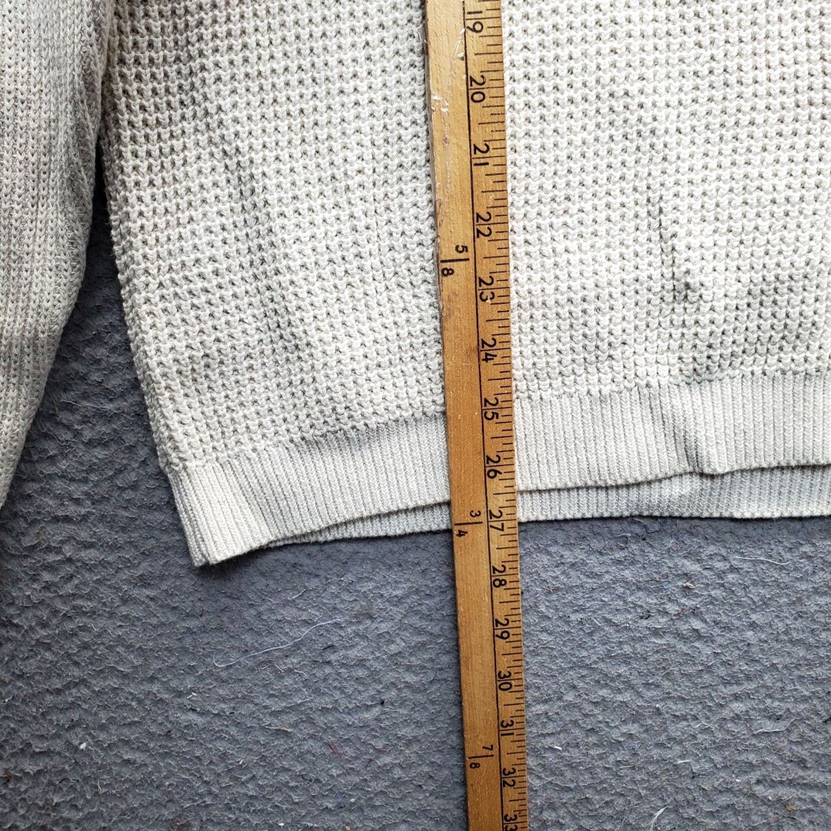 Lucky Brand Lucky Brand Mens Sweater V-Neck Raglan Long Sleeve Waffle-Knit Tan Pullover Size L Size US L / EU 52-54 / 3 - 3 Thumbnail