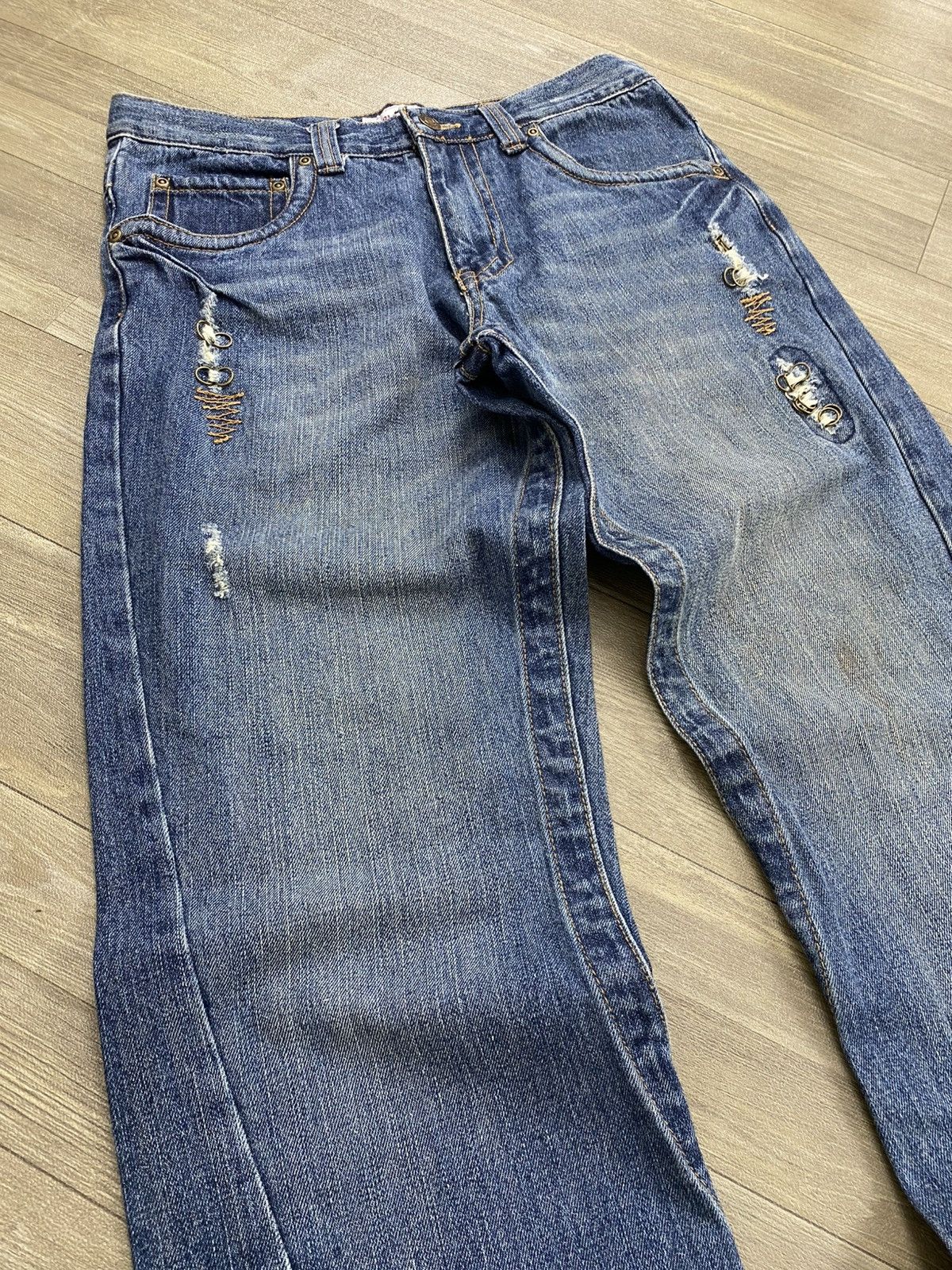 If Six Was Nine 2000s Jungle Storm Distressed Punk Lgb Mudmax Flared Jeans Size US 30 / EU 46 - 4 Thumbnail