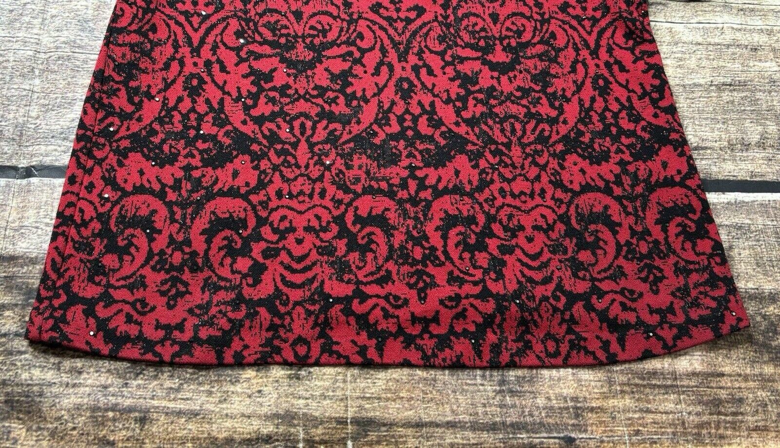 Other J Jill Sweater Women's M Red & Black Damask Studded Accent Size M / US 6-8 / IT 42-44 - 6 Thumbnail