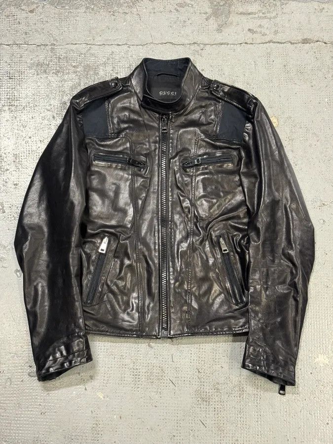 Gucci 2000s Gucci Black Pro Biker Leather Jacket Size US M / EU 48-50 / 2 - 1 Thumbnail