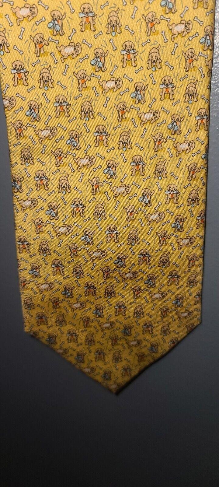 Vineyard Vines Vineyard Vines Necktie Yellow Dog Print Doghouse Bone Size ONE SIZE - 3 Thumbnail