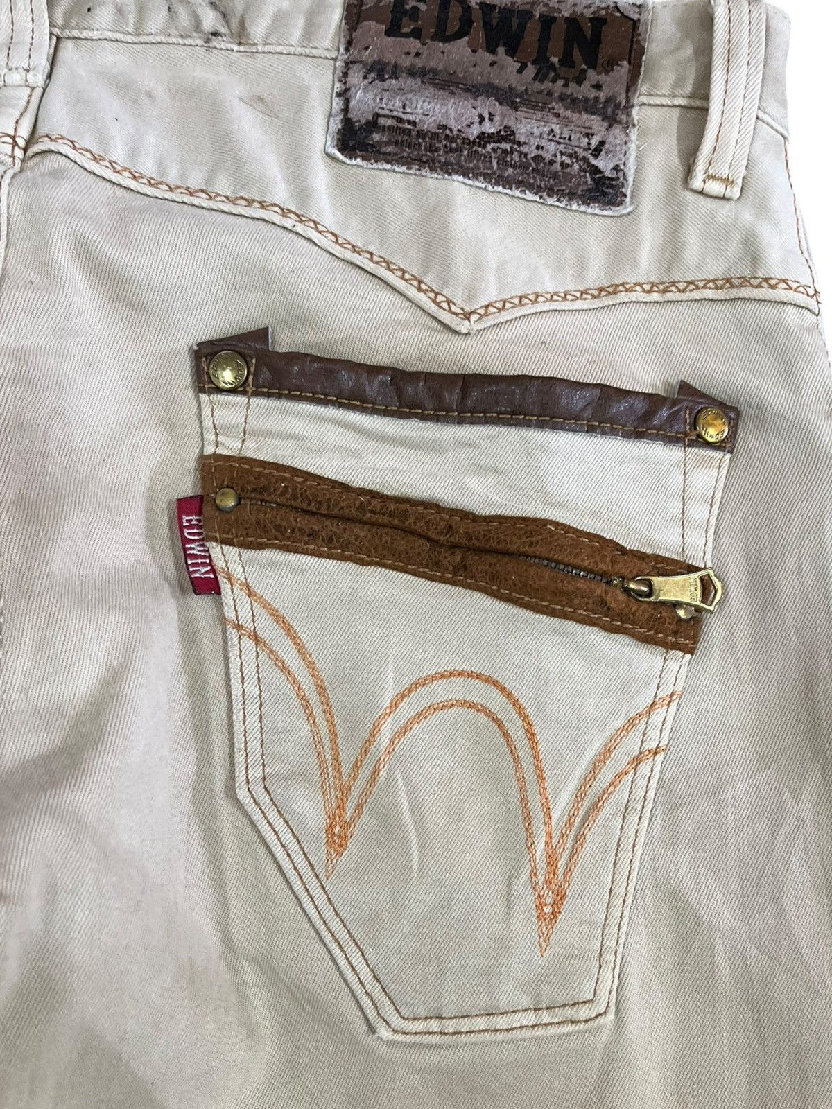 Edwin × Japanese Brand Vintage Edwin Tan Exclusive Vintage Distressed Denim Size US 35 - 5 Thumbnail
