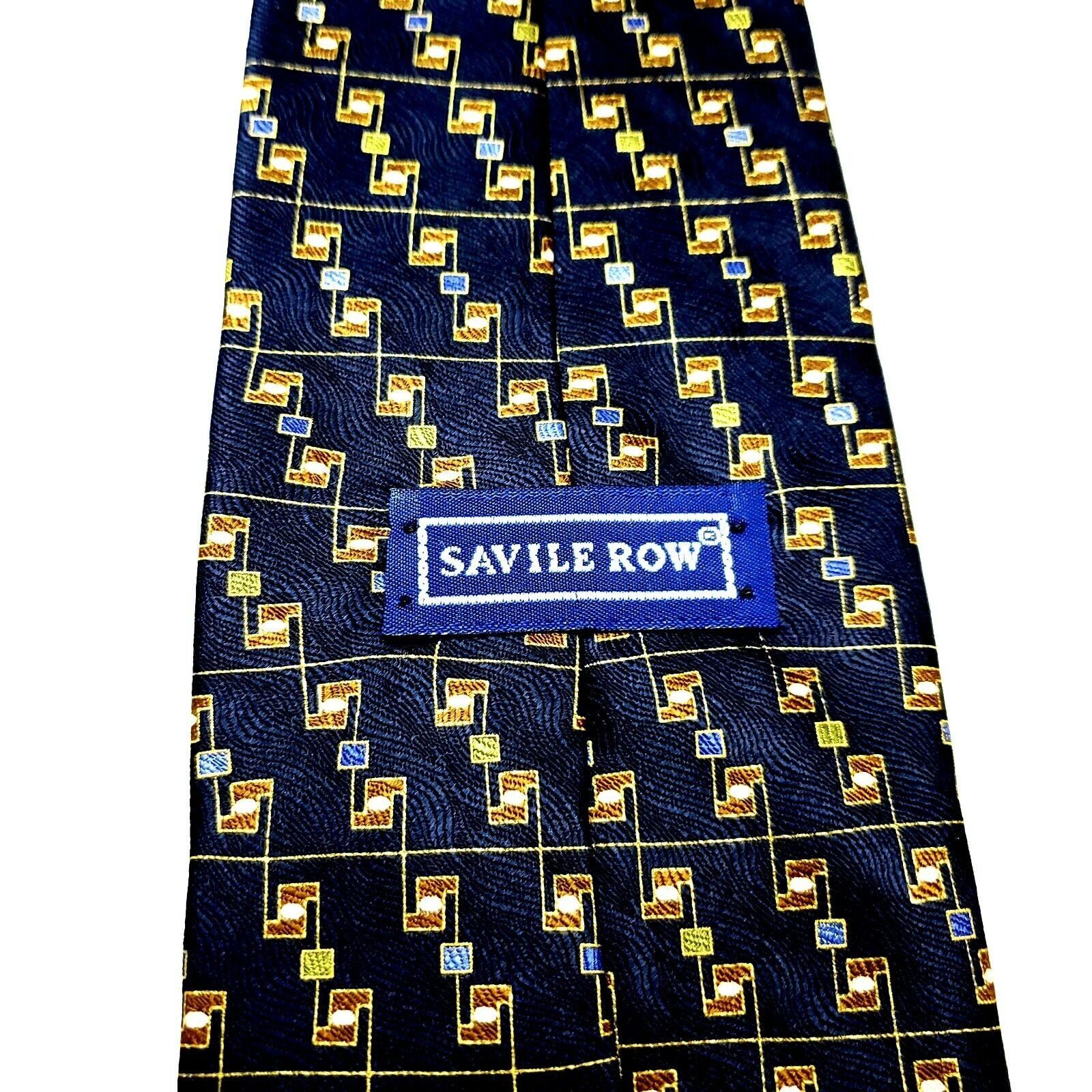 Savile Row Savile Row Silk Tie Print Blue Geometric Size ONE SIZE - 3 Thumbnail