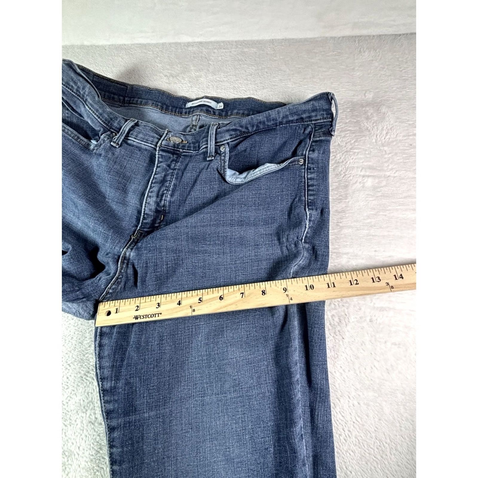 Levi's Levi's 311 Shaping Skinny Jeans Women's 34x32 Dark Wash Distressed Denim Blue Size 24" / US 00 / IT 34 - 6 Thumbnail