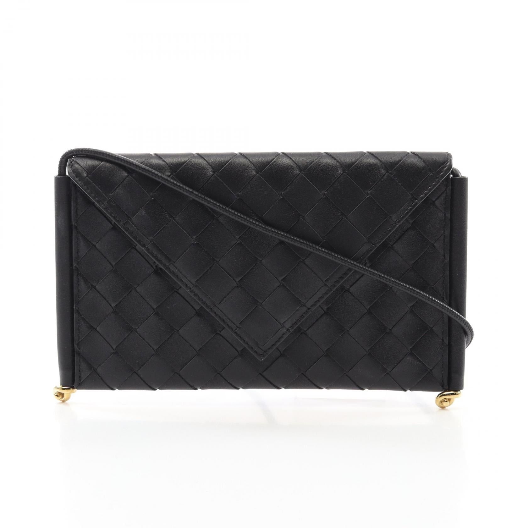 Bottega Veneta Bottega Veneta Intrecciato Phone Pouch Shoulder Bag Leather Black Size ONE SIZE - 1 Thumbnail
