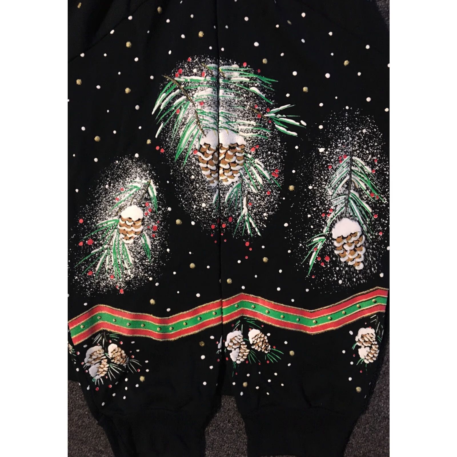 Vintage VINTAGE Christmas On Mainstreet Sweatshirt Men L Black Cardinal Bird Art 90s Snow Vaporwave 80s Santa Glitter Pullover USA Size L Size US L / EU 52-54 / 3 - 5 Thumbnail