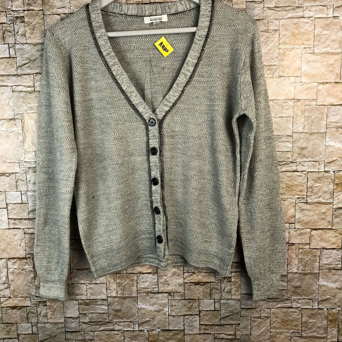 Japanese Brand Alpha Club Grey Cardigan Knitwear #A1180 Size US M / EU 48-50 / 2 - 3 Thumbnail