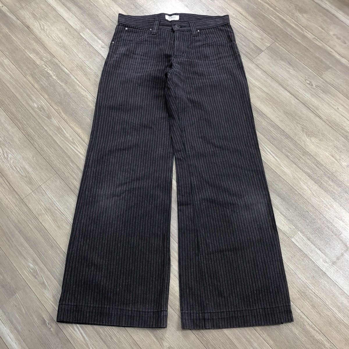If Six Was Nine 1990s Fiorucci Safety Stripped Baggy Lgb Y2K Flared Jeans Size US 30 / EU 46 - 1 Thumbnail
