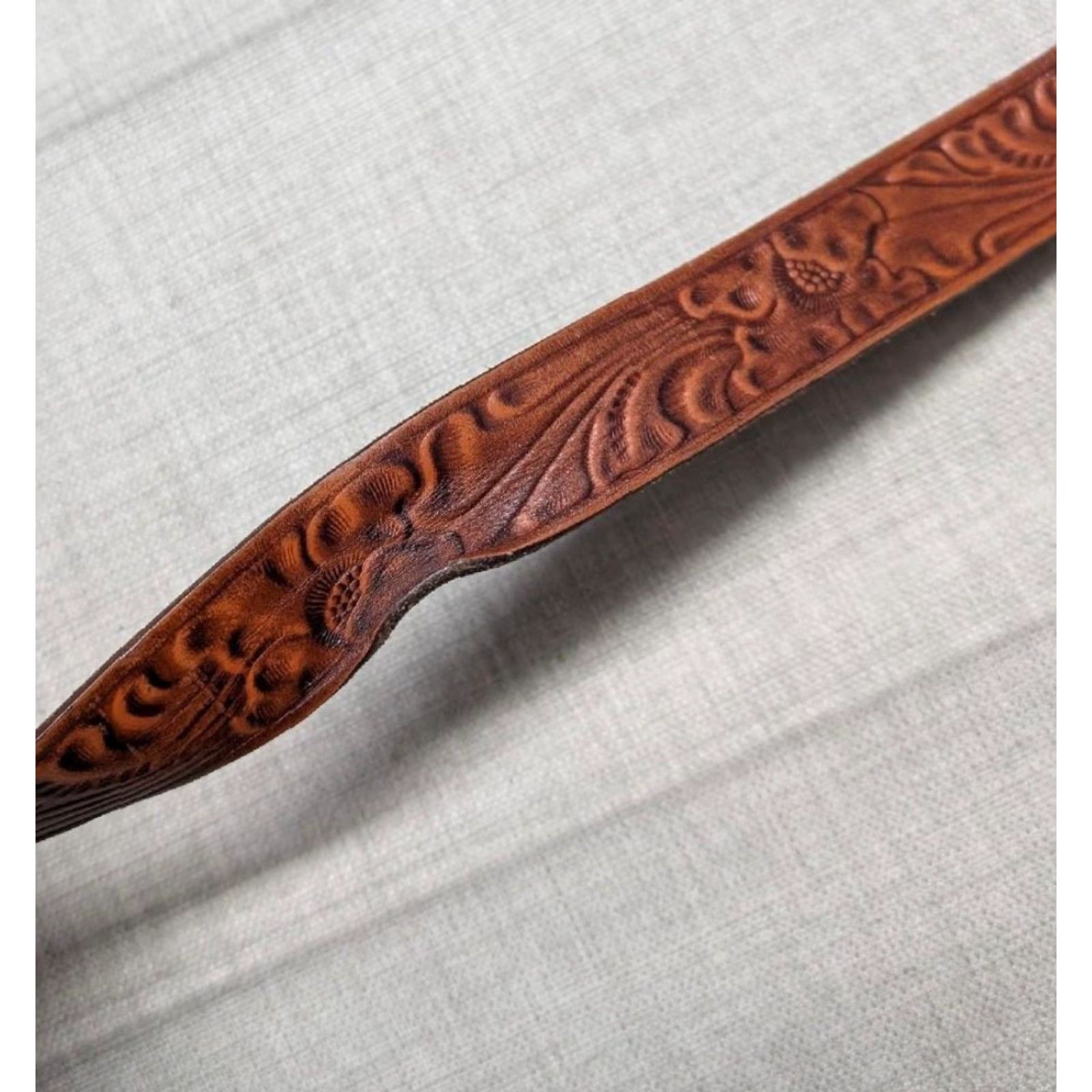 Vintage VINTAGE western belt brown 38 leather cowhide floral tooled belt Men Adult Regular 1-1/2" width Southwestern buckle snaps 34.5-42.5 Size 38 - 6 Thumbnail