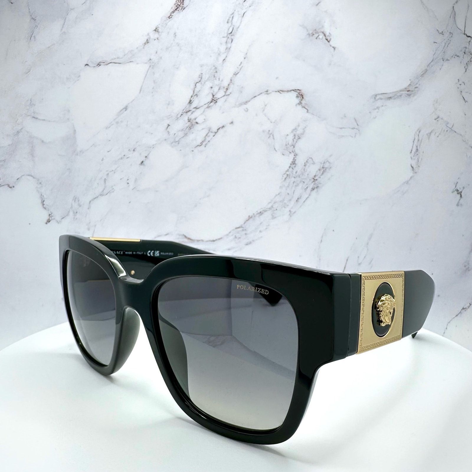 Versace New VERSACE Sunglasses Polarized Black Gold Medusa Square Size ONE SIZE - 11 Thumbnail