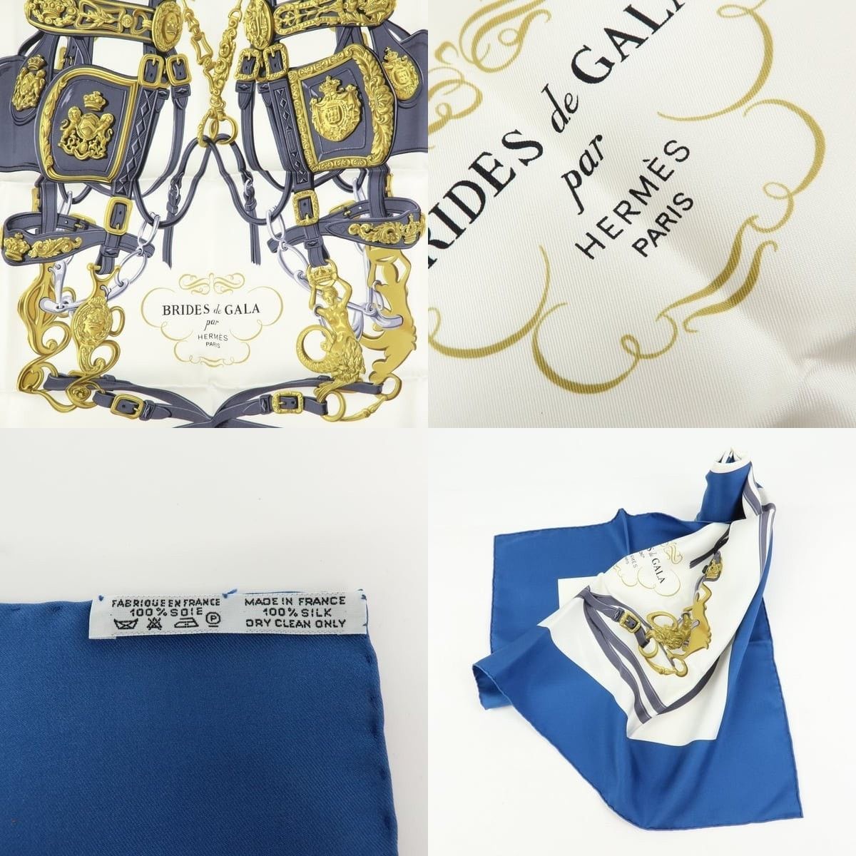 Hermes Hermes Brides de Gala Carre 90 Silk Scarf Blue Size ONE SIZE - 4 Thumbnail
