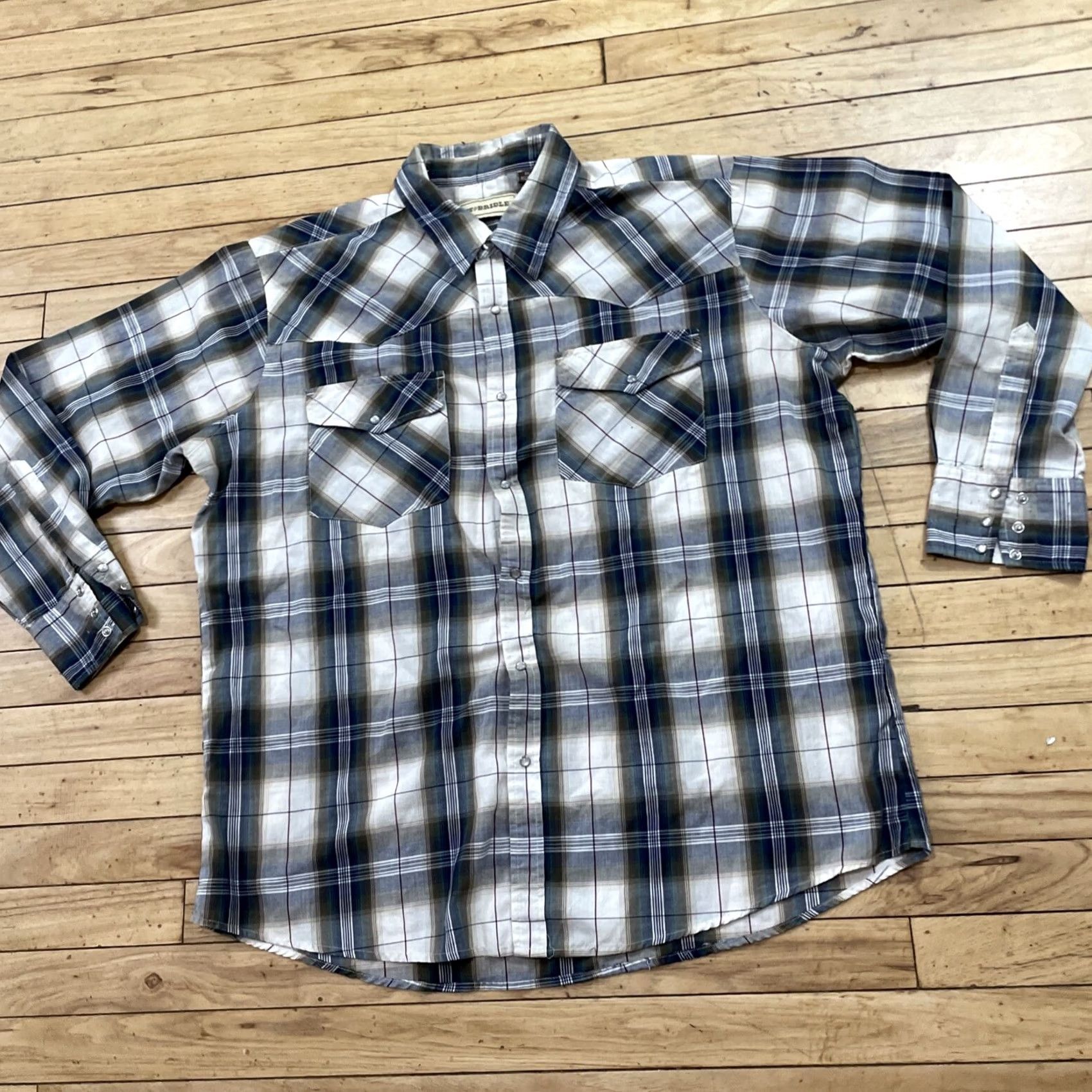 Vintage BIT & BRIDLE Pearl Snap Western Shirt Men 2X Vtg Cowbow WorkWear Brushpopper 2XL Size US XXL / EU 58 / 5 - 2 Thumbnail