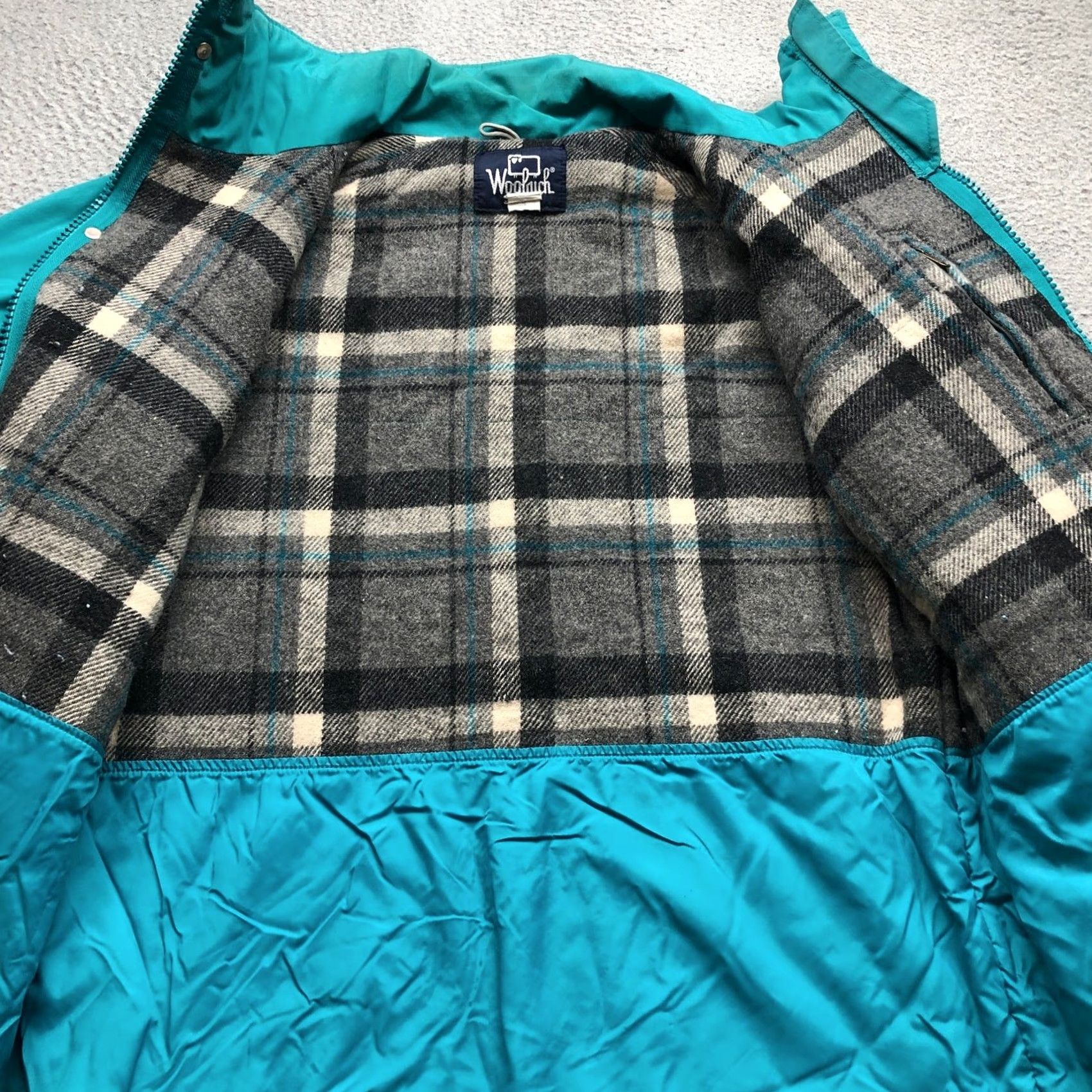 Vintage VINTAGE Woolrich Parka Jacket Wool Blend Plaid Lined Teal Womens Medium 90s Parka Coat Coat Women Medium Teal Size M / US 6-8 / IT 42-44 - 5 Thumbnail