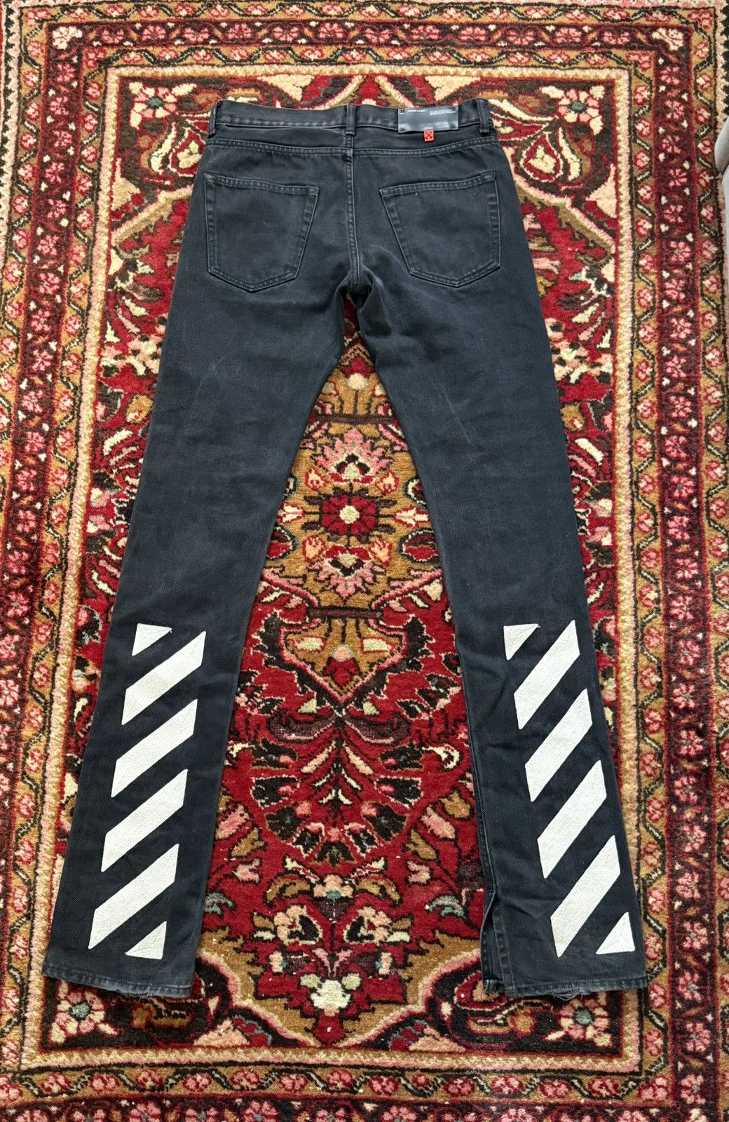 Off-White Off white flared denim with embroidered stripes Size US 29 - 1 Thumbnail