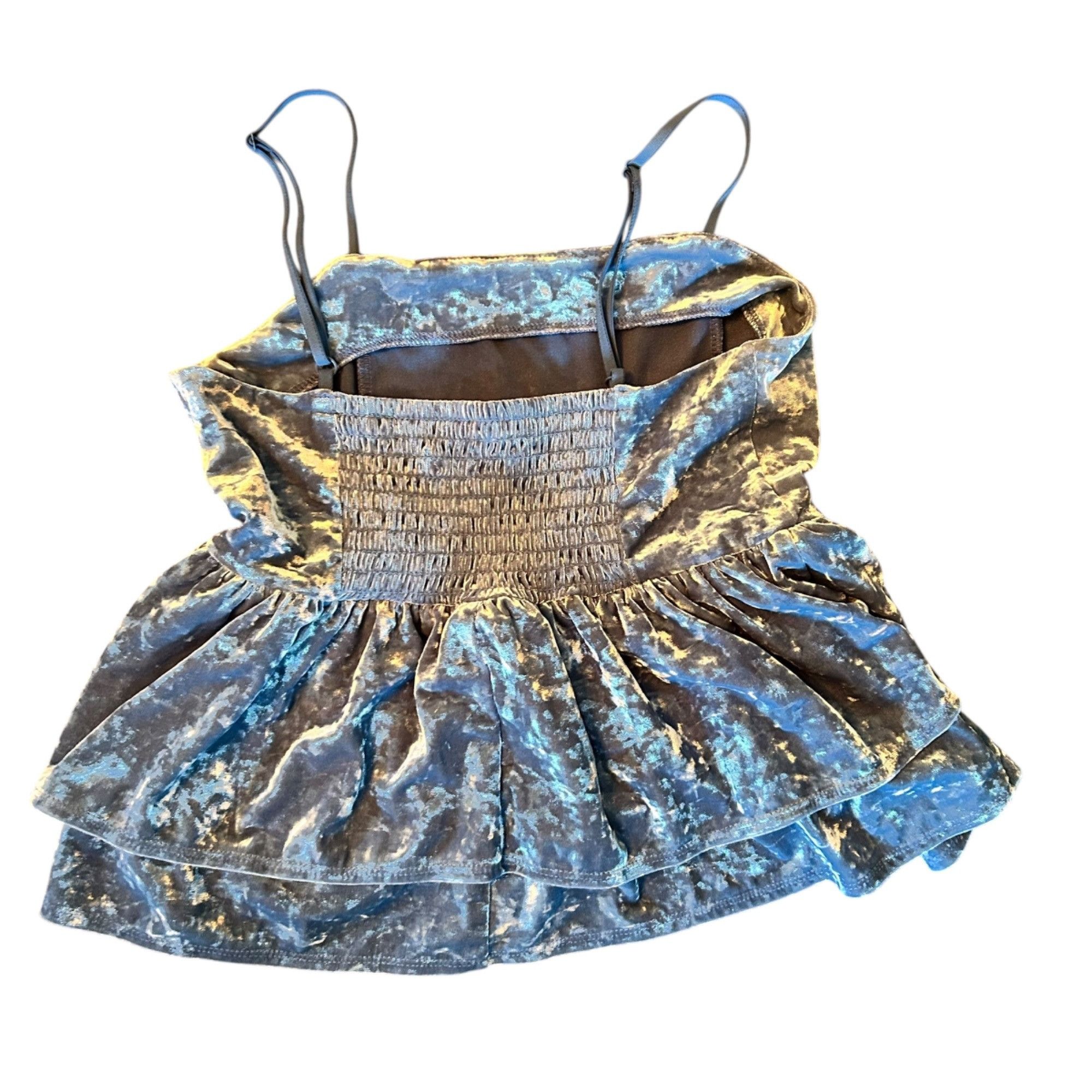 American Eagle Outfitters American Eagle Blue Velvet Peplum Babydoll Coquette Camisole Size XS / US 0-2 / IT 36-38 - 5 Thumbnail