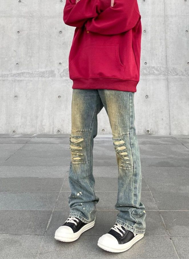 Jean × Vintage Y2K Straight-leg Pants Splash-ink for men Size US 26 / EU 42 - 4 Thumbnail