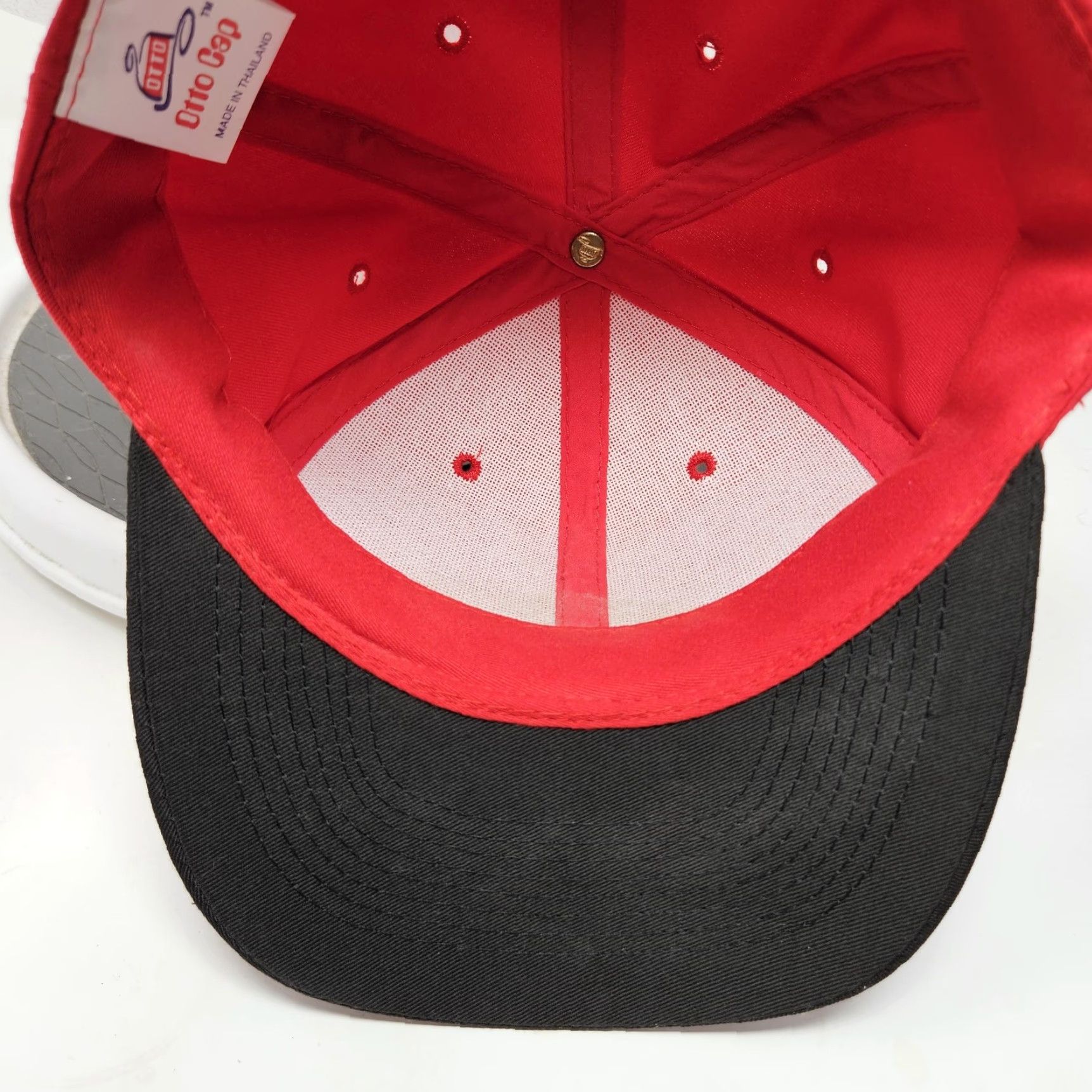 Vintage VINTAGE Brock Hat Cap Snap Back Red Black Otto Cap Mens Promo Advertising Logo Snapback One Size Red Mens Advertising Logo Size ONE SIZE - 6 Thumbnail