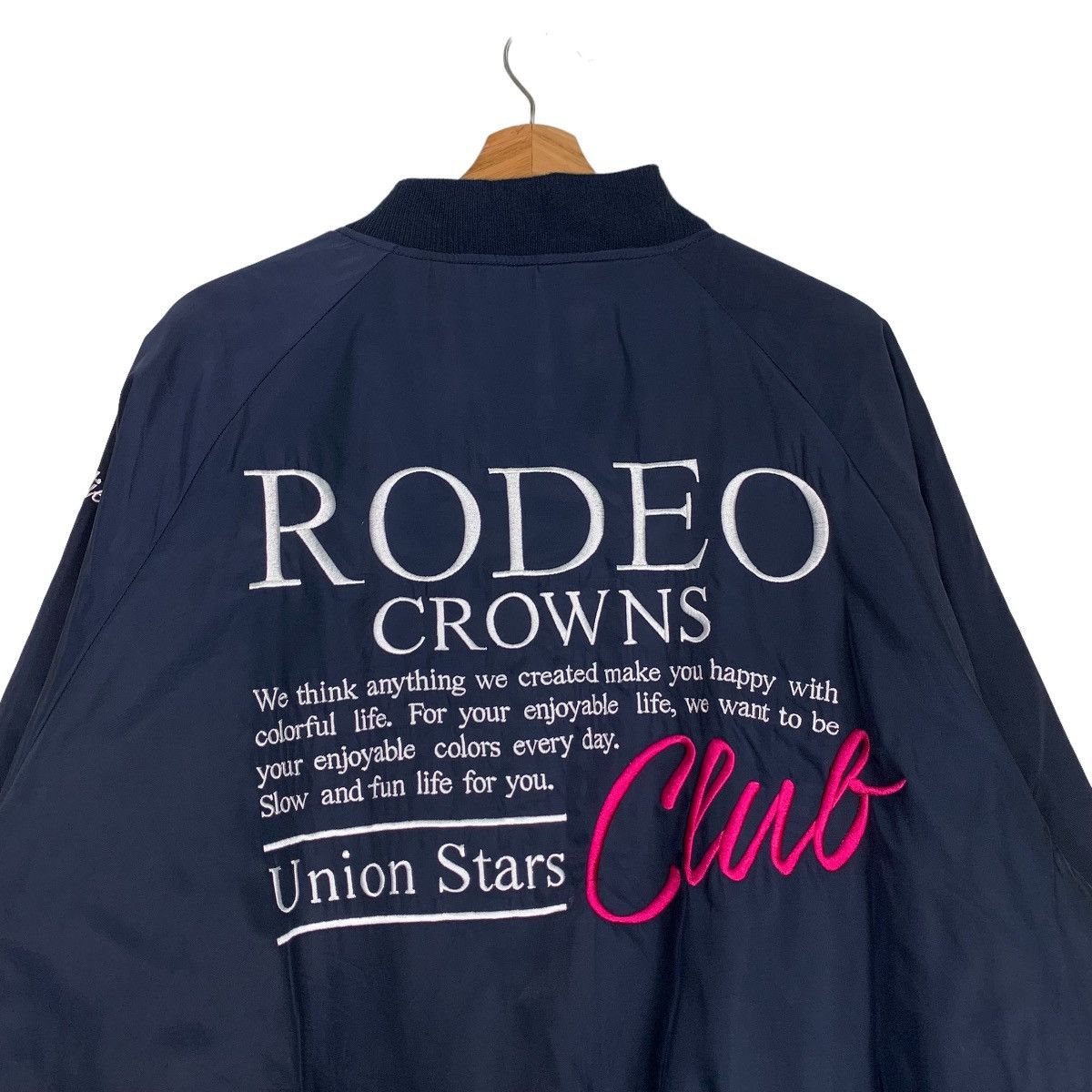 Japanese Brand RODEO CROWNS Union Stars Big Logo Bomber Jacket #0518-C24 Size US XL / EU 56 / 4 - 2 Thumbnail
