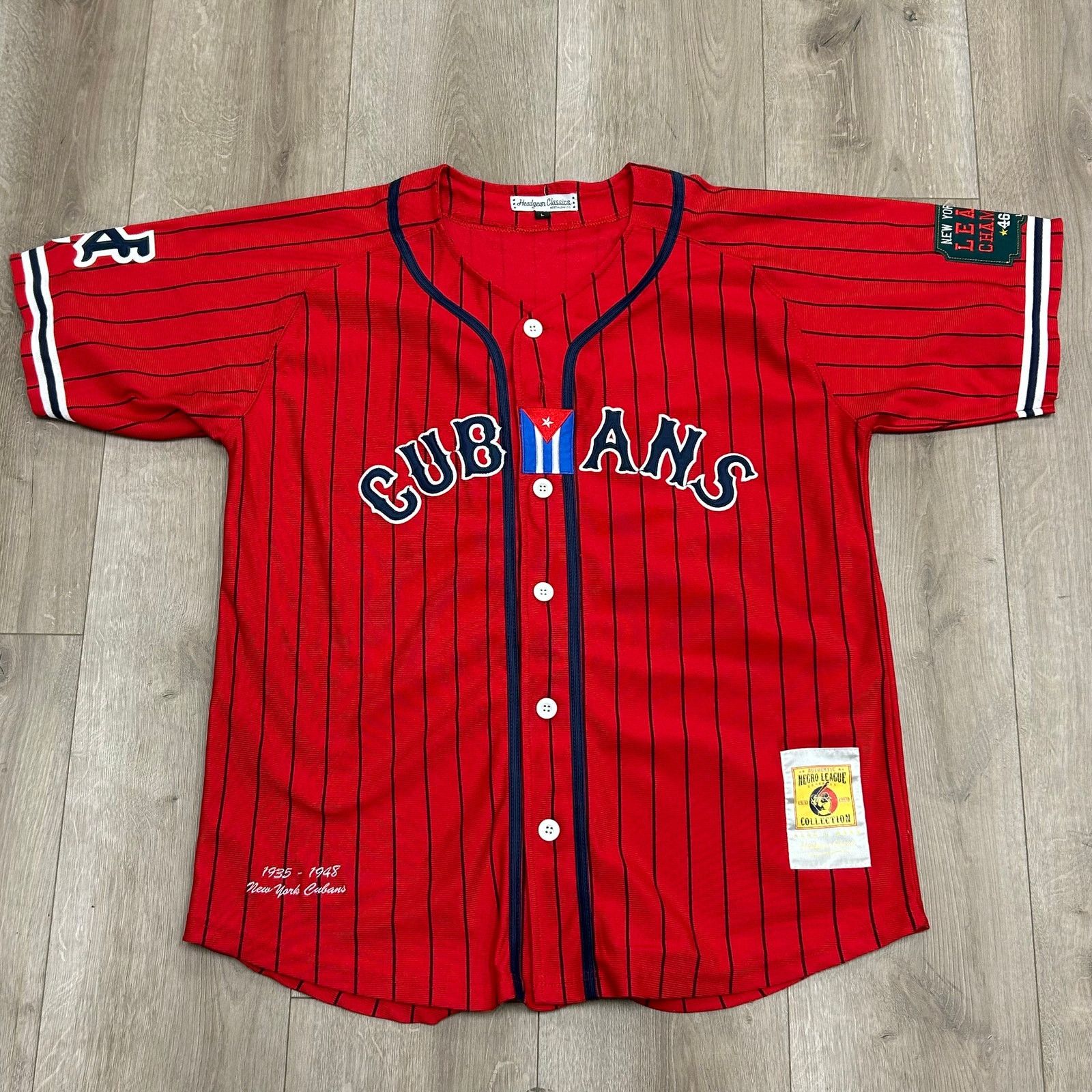 MLB New York Cubans Negro League Red Baseball Jersey size Large Size US L / EU 52-54 / 3 - 1 Thumbnail