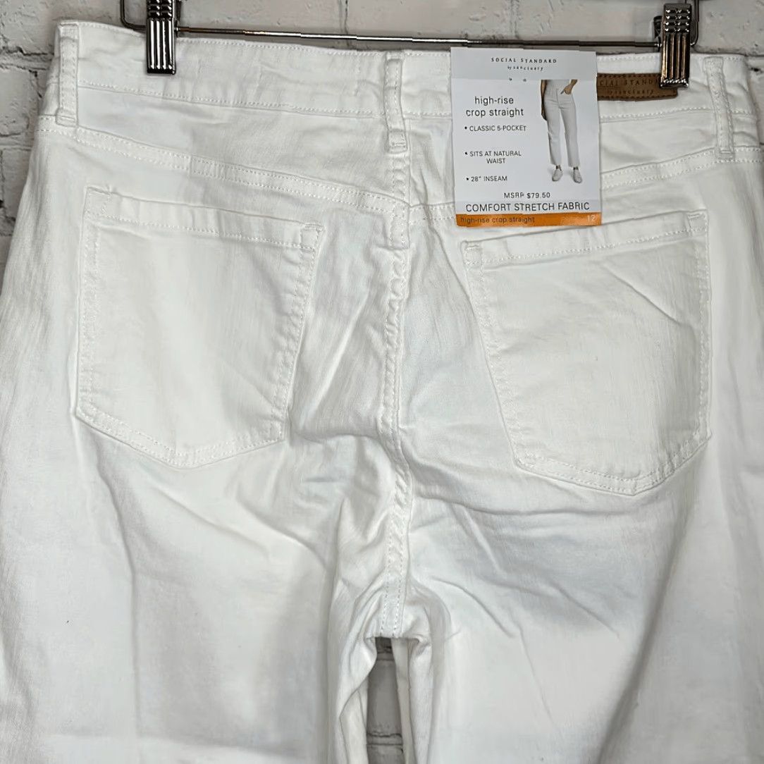 Vintage VINTAGE Social Standard Women’s White High Rise Crop Straight Jeans size 12 Size 34" / US 12 / IT 48 - 5 Thumbnail