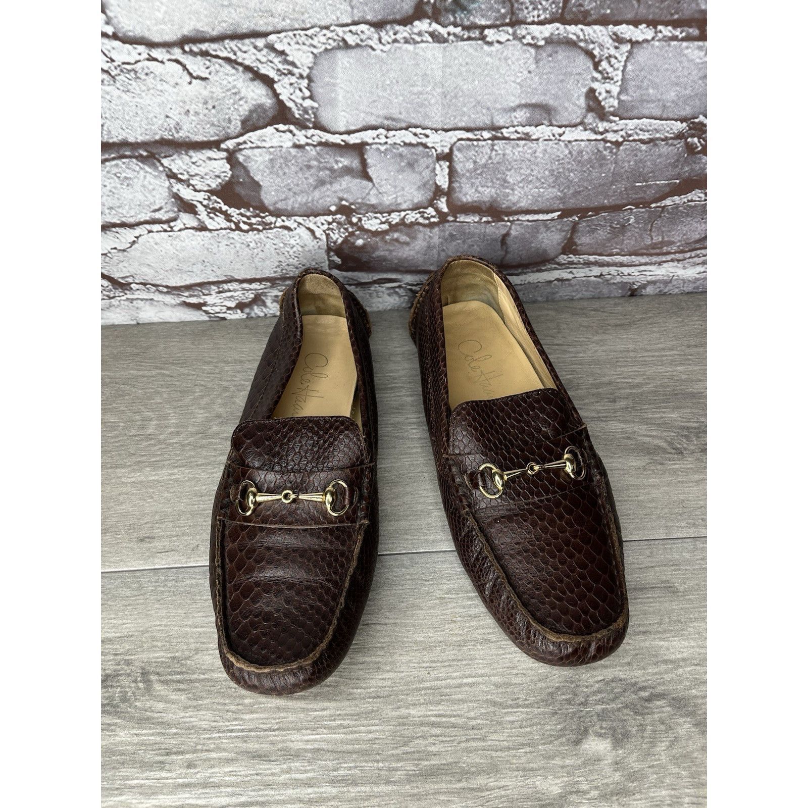 Cole Haan COLE HAAN Dark Mocha Brown Leather Python Print Shelby Flats Size US 7.5 / IT 37.5 - 1 Thumbnail
