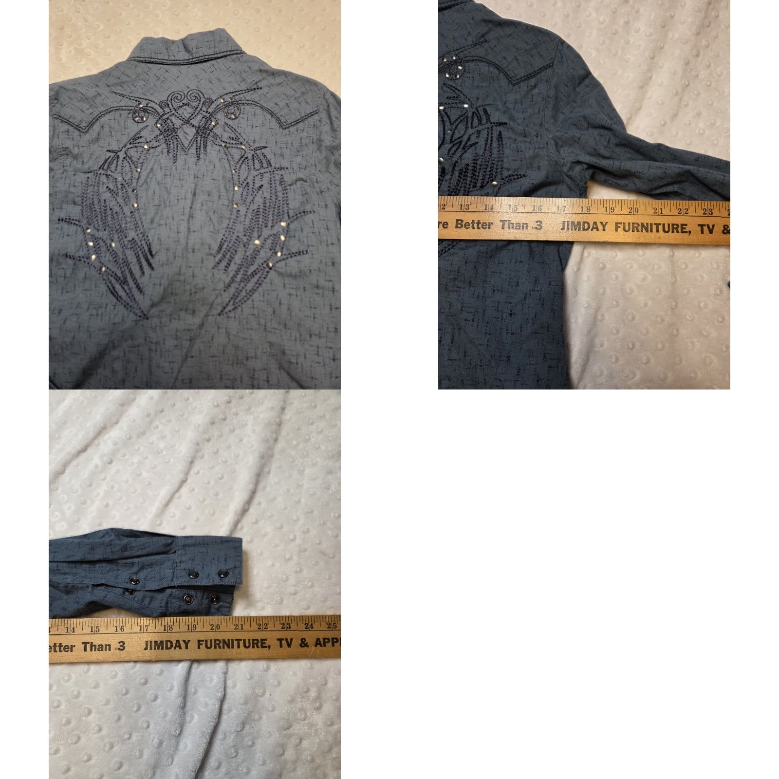 Vintage Cruel Girl Womens M Blue Floral Embroidered Back Long Sleeve Snap Western Shirt Size M / US 6-8 / IT 42-44 - 8 Thumbnail