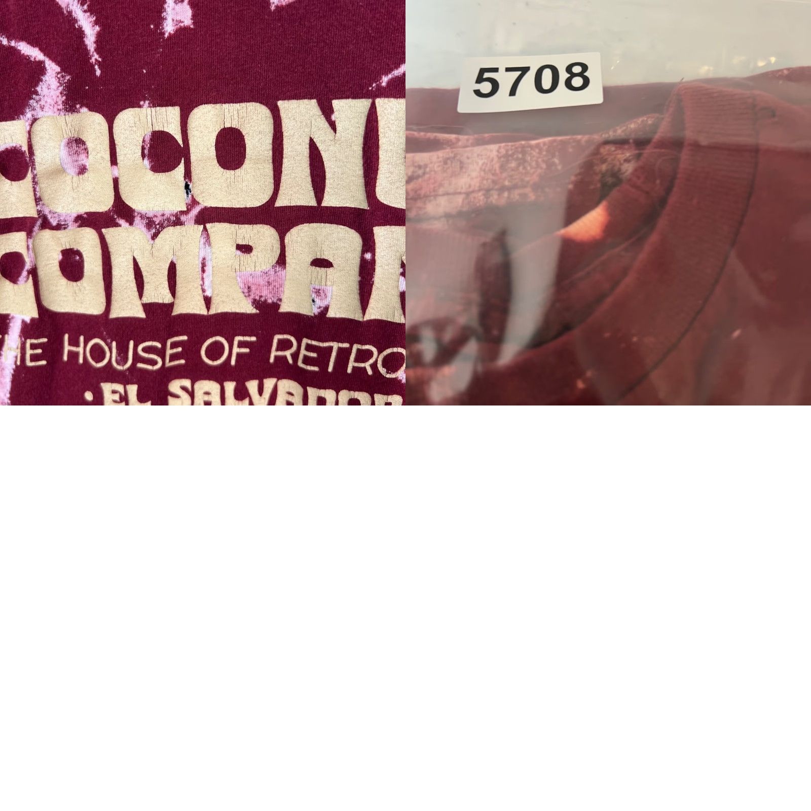 Vintage Coconut Company Womens XL Maroon Red Tie-Dye Surf T Shirt Size XL / US 12-14 / IT 48-50 - 9 Thumbnail