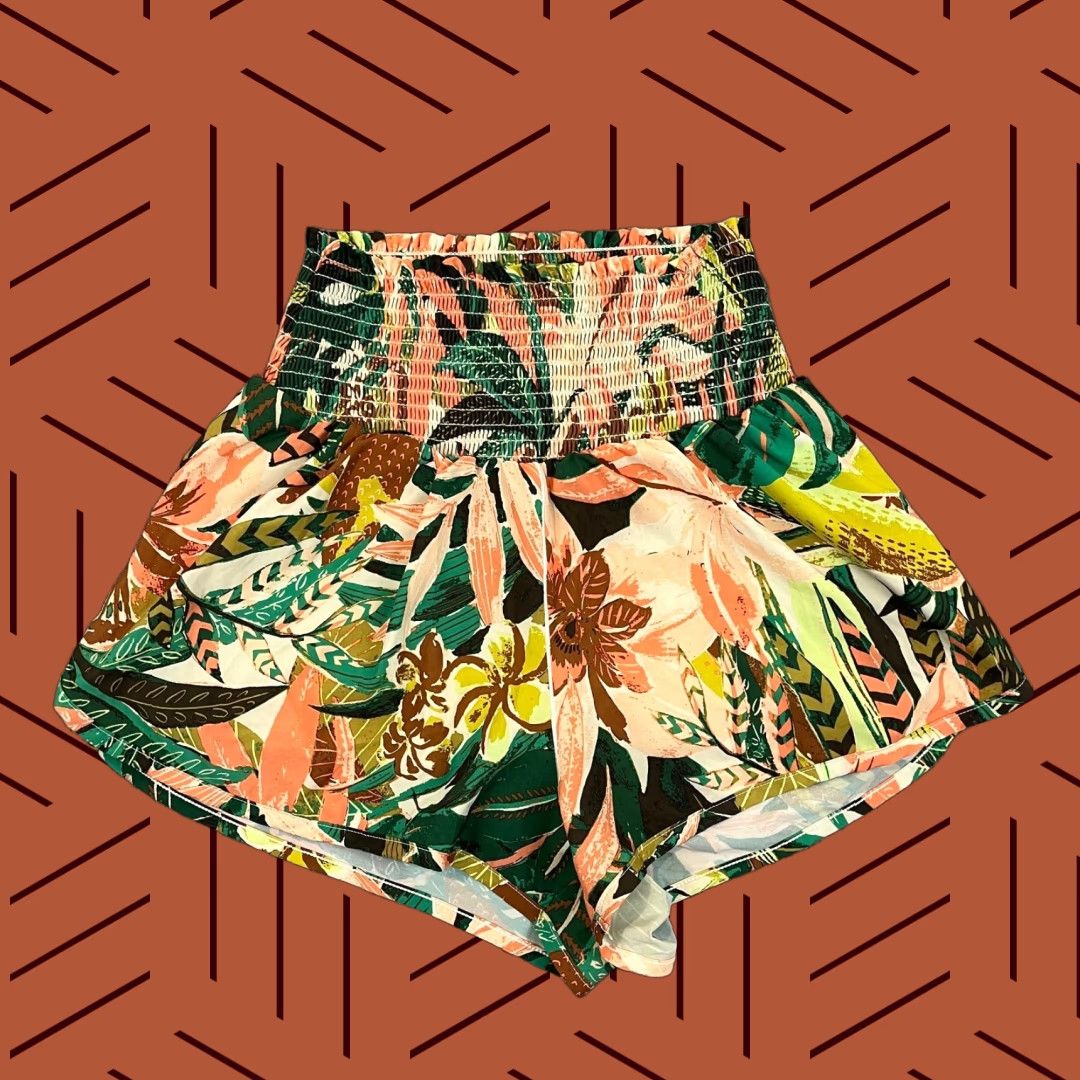 Vintage OFFLINE Skort Small x 2.5" Lined High Waisted Workout Gym Hawaiian Tennis Womens Size ONE SIZE - 1 Thumbnail