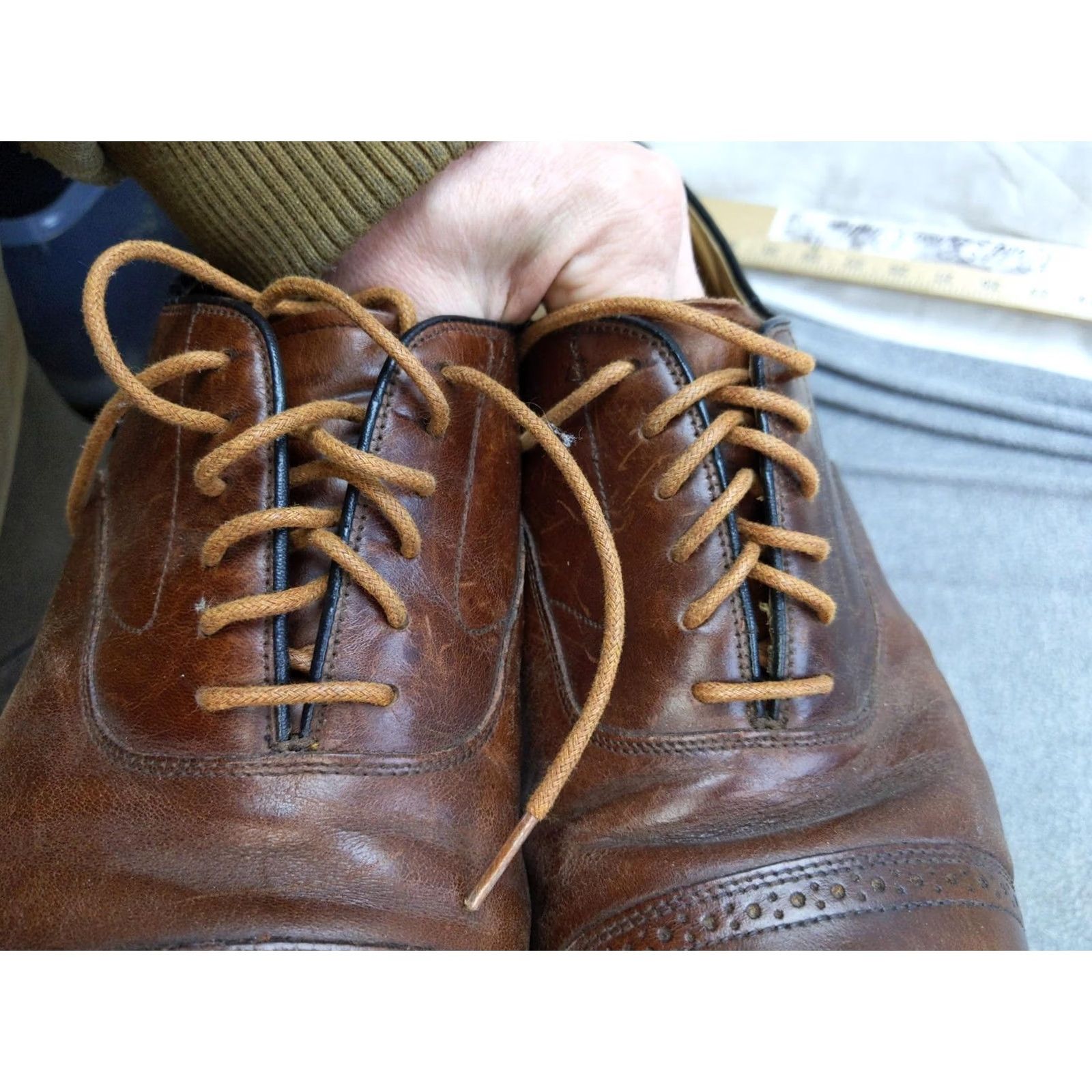 Vintage J&M 1850 Mens Leather Cap Toe Oxford Dress Shoes Trampoline Comfort Brown Size 10 D발 Size ONE SIZE - 5 Thumbnail