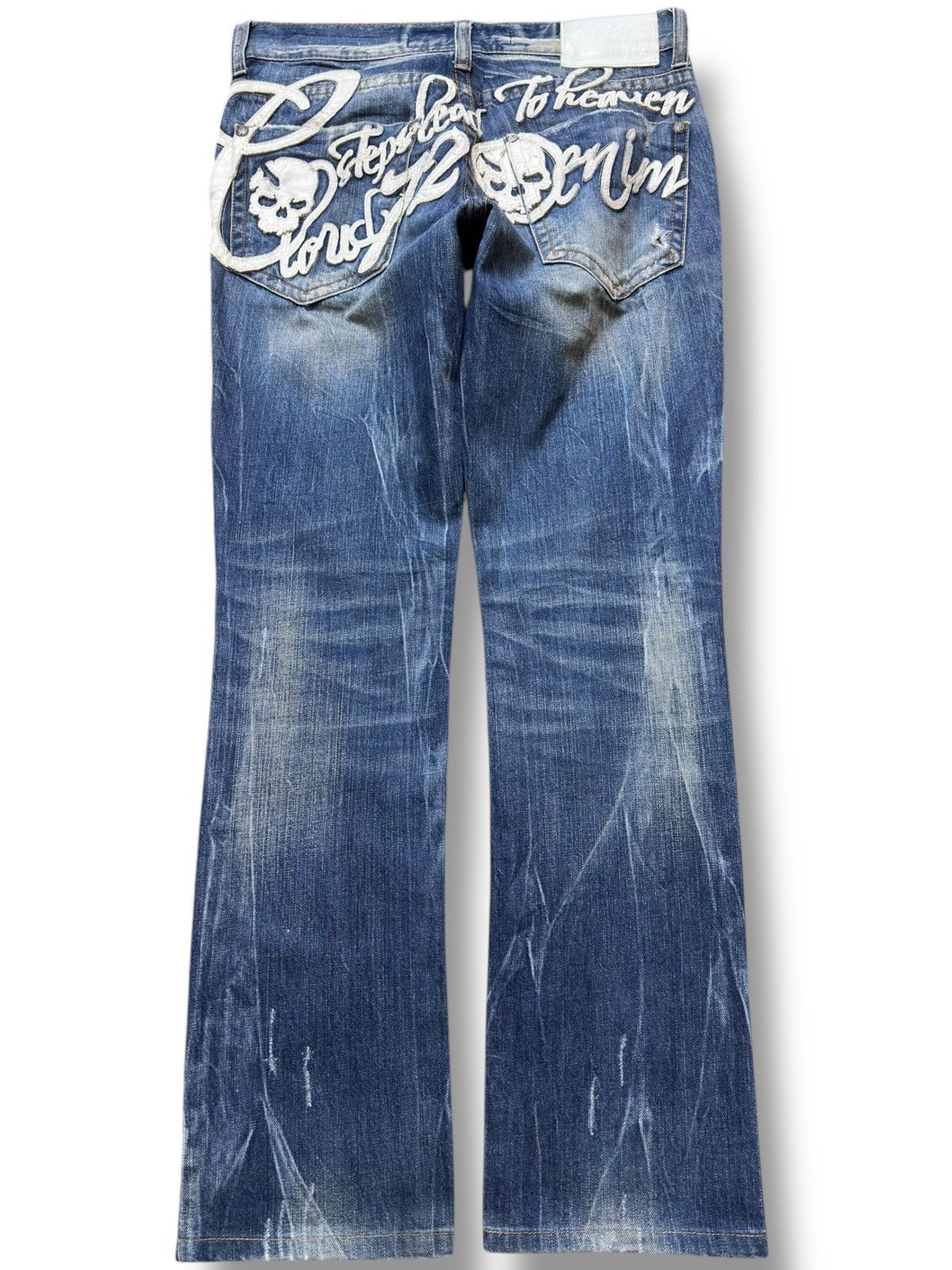 Red Clouds Collective Vintage Cloud 72 Embroidery Faded Whiskers Denim Size US 30 / EU 46 - 6 Thumbnail